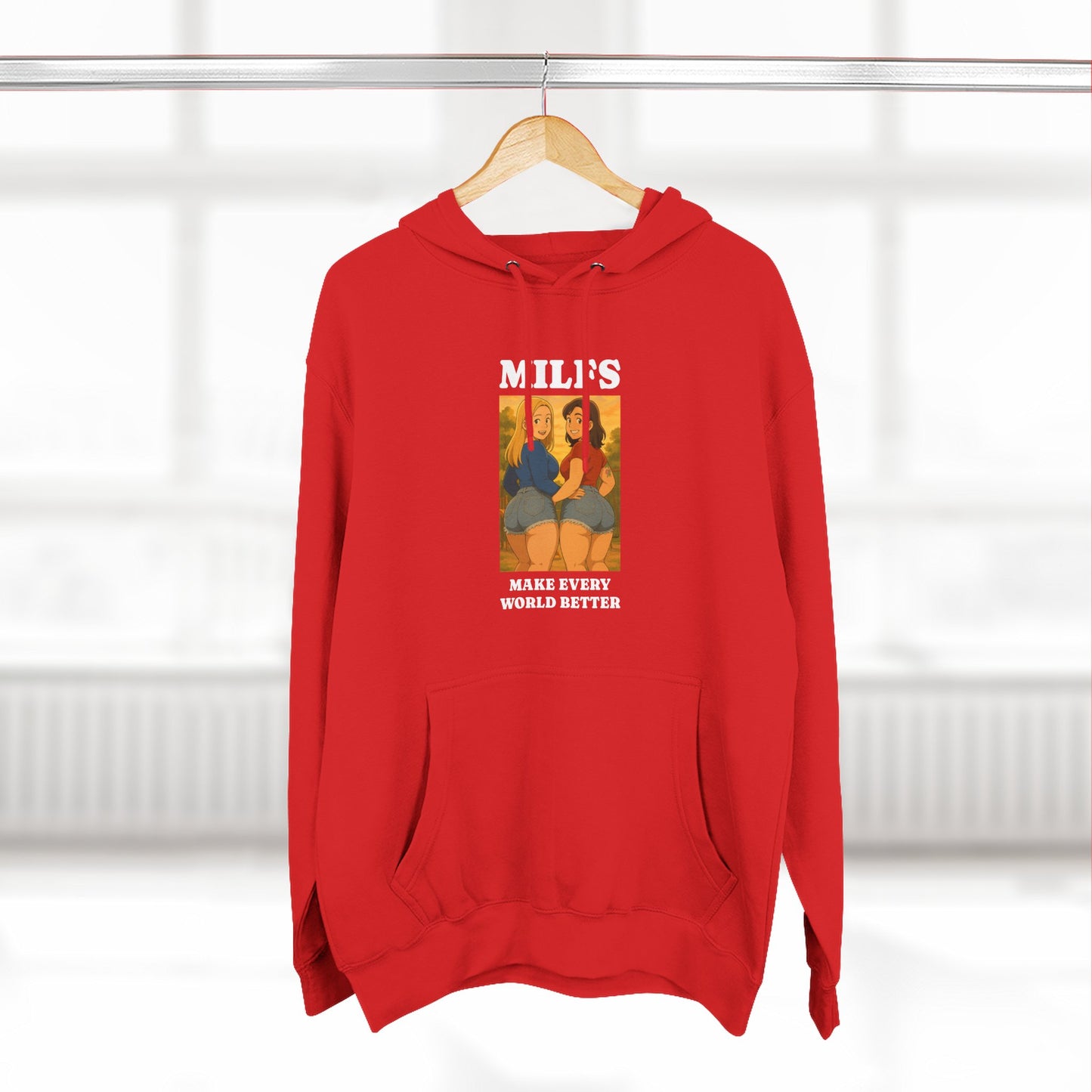 Loco Fits Anime Girls 'MILFS Make Every World Better' Three-Panel Fleece Hoodie