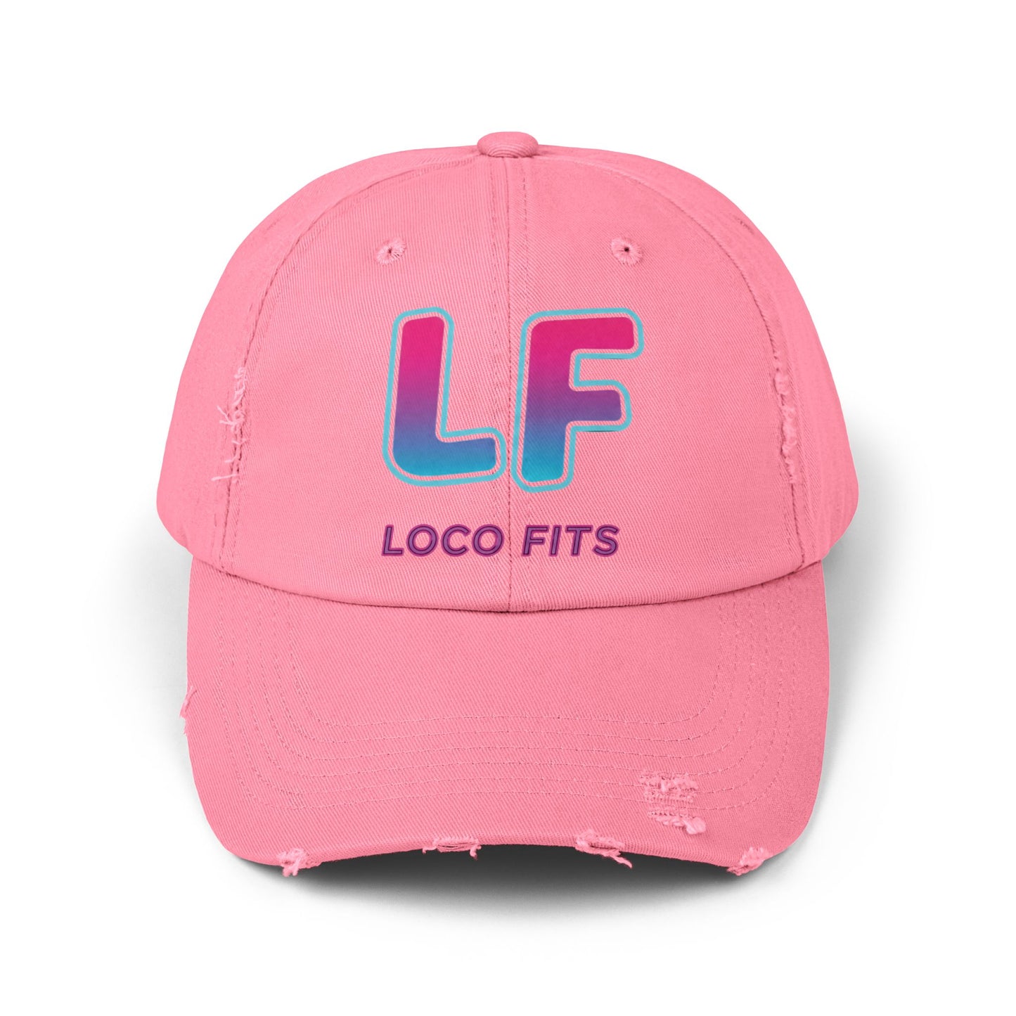 Unisex Distressed Cap - Loco Fits 'LF' Logo - Trendy Casual Hat for Everyday Wear