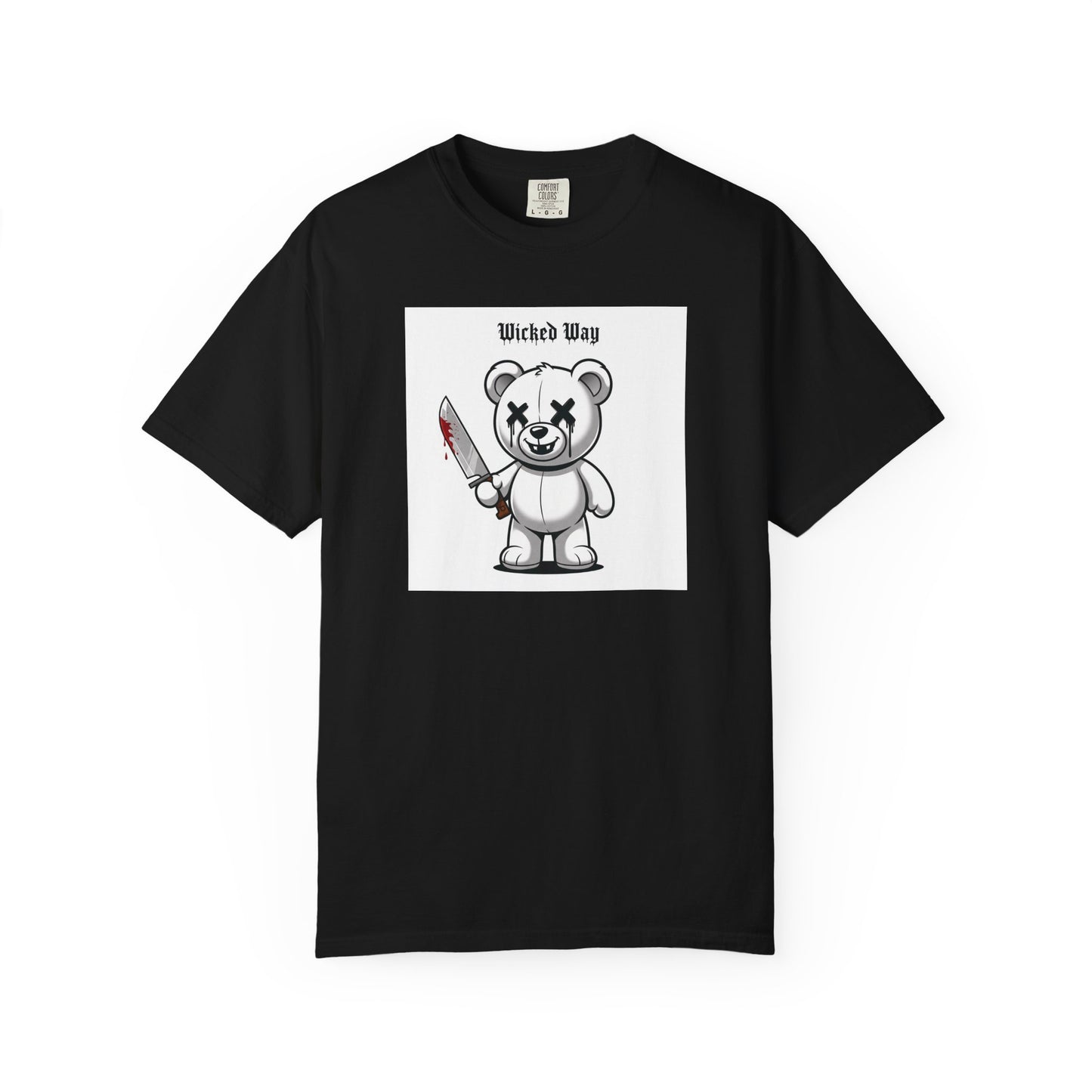 "Wicked Way" Machete Teddy 'Toothless' White Block Graphic T-Shirt