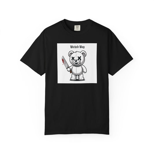 "Wicked Way" Machete Teddy 'Toothless' White Block Graphic T-Shirt
