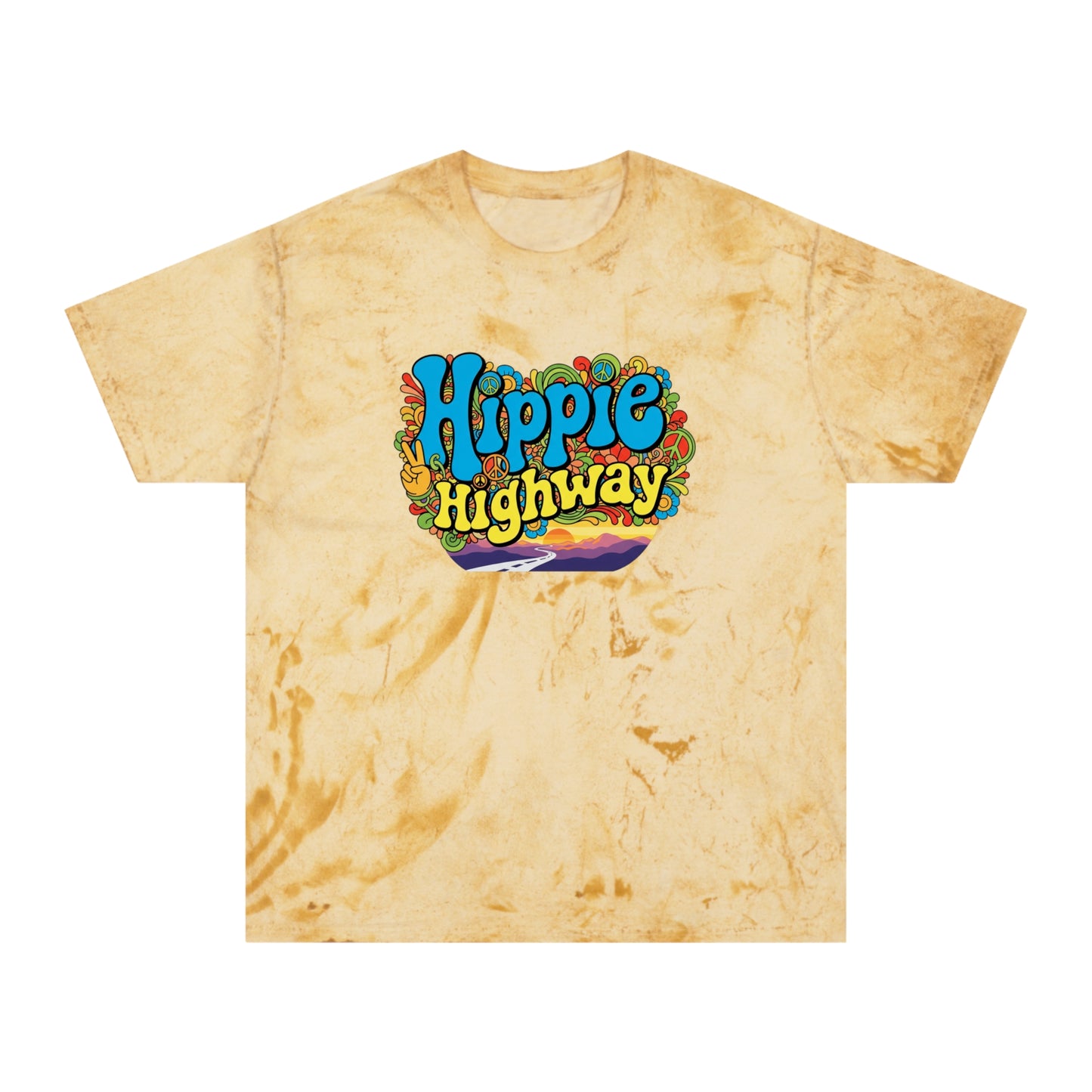 Exclusive (40 to be sold only) "Hippie Highway" Open Mind Open Road Tye Dye Color Blast T-Shirt
