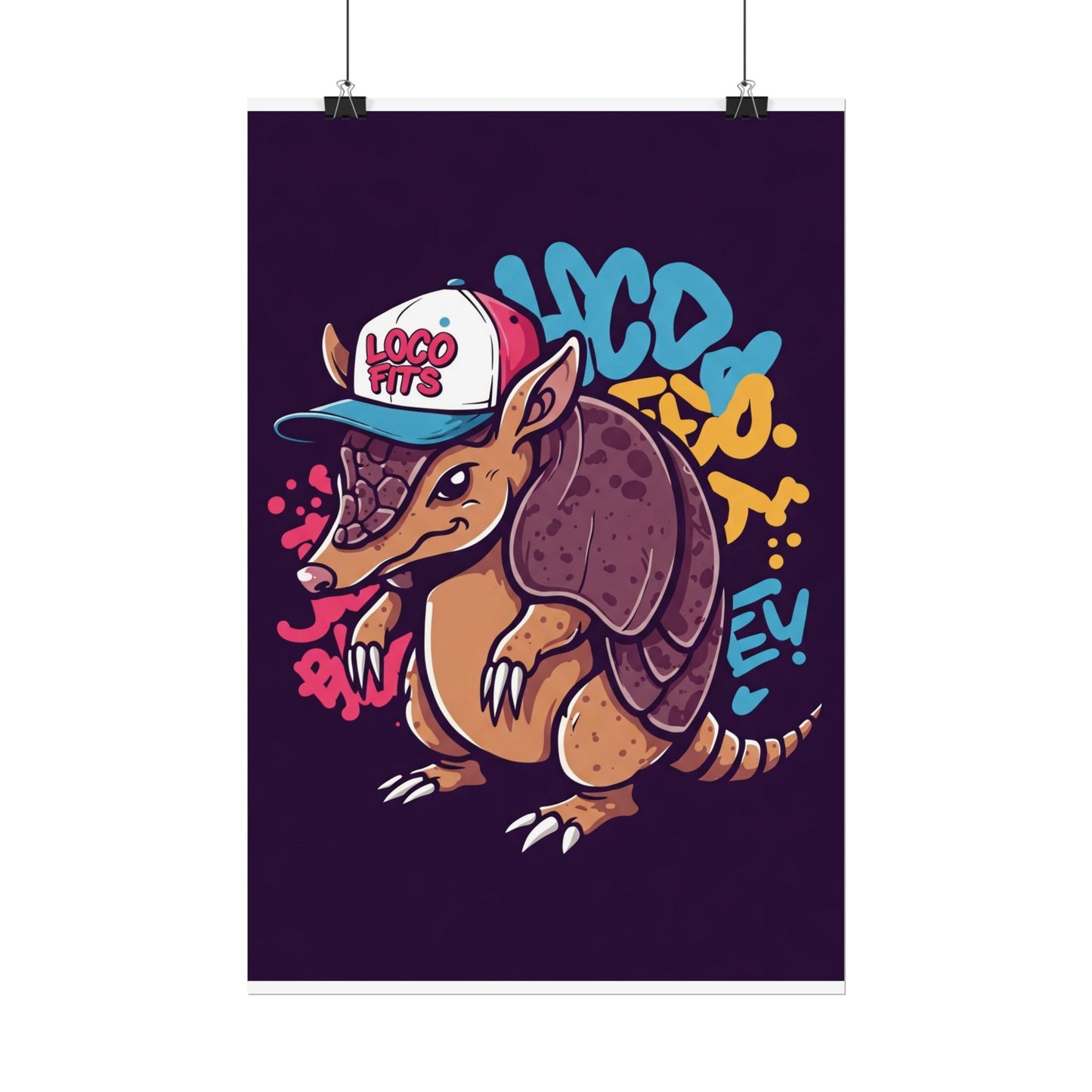 Colorful Loco Fits Armadillo Art Print - Loco Fits Rolled Poster