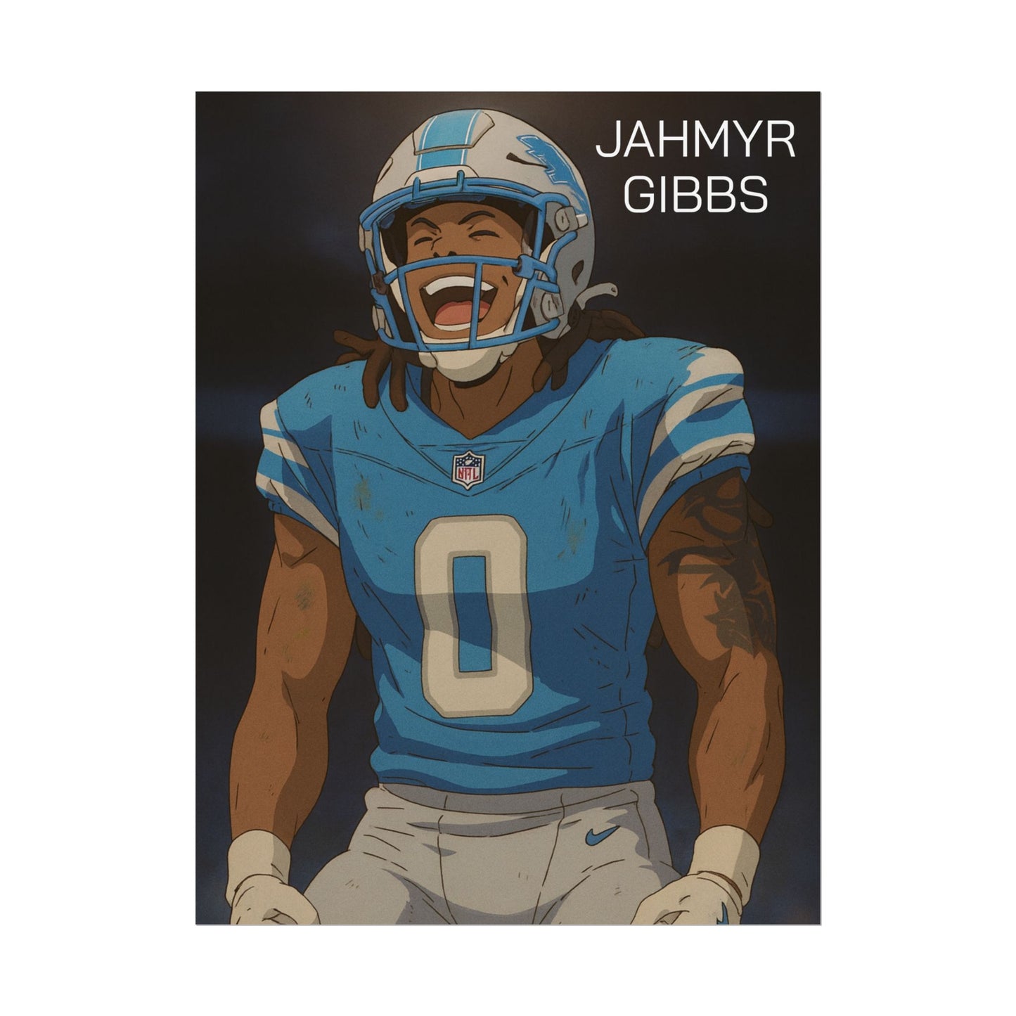 Loco Fits Anime Football 'Jahmyr Gibbs' Poster