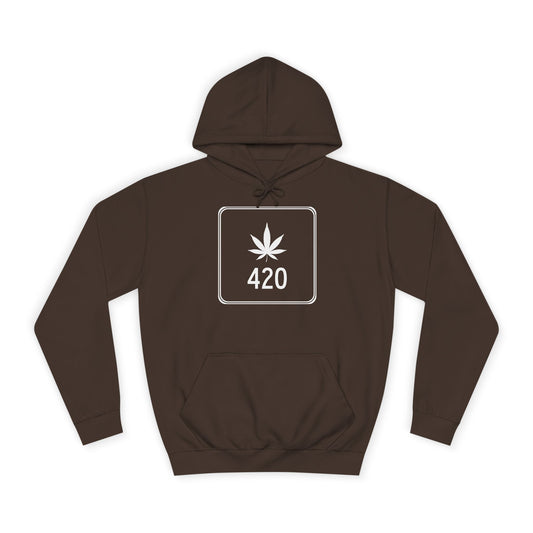 "Hippe Highway" 420 Pot Leaf Sign College Hoodie