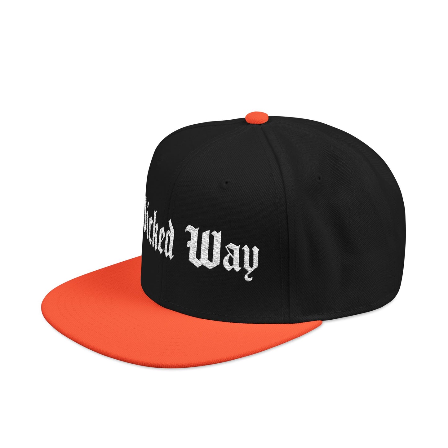 Base "Wicked Way" White Gothic Script Snapback