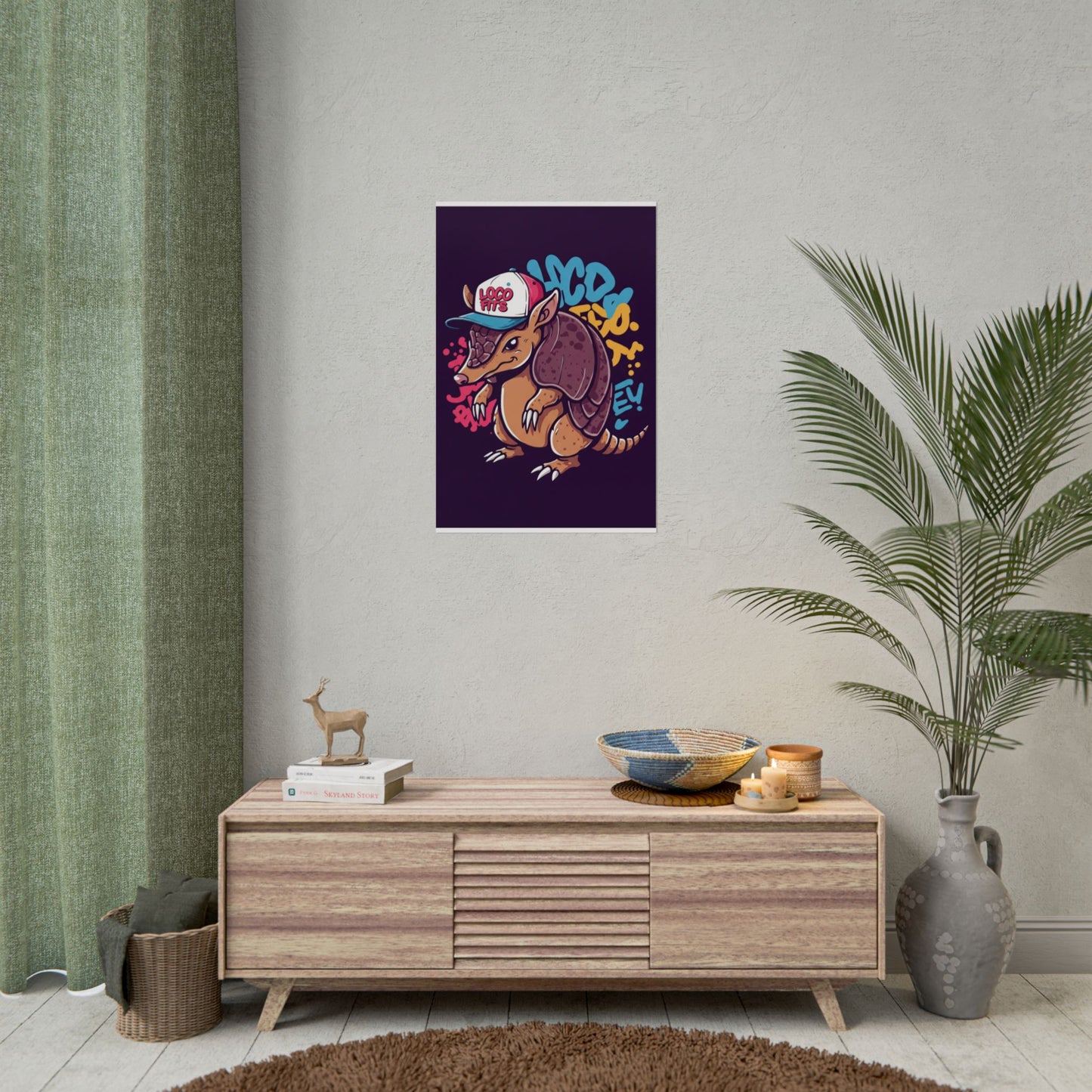 Colorful Loco Fits Armadillo Art Print - Loco Fits Rolled Poster
