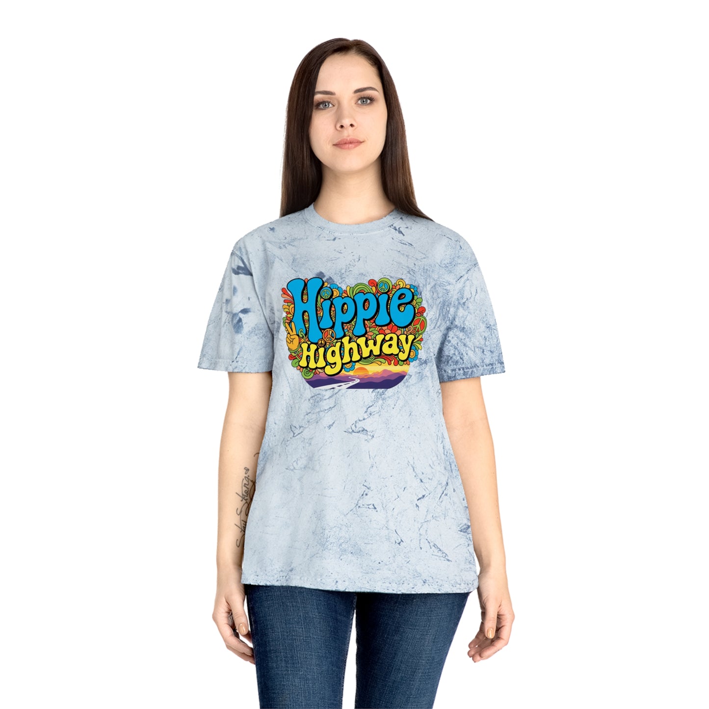 Exclusive (40 to be sold only) "Hippie Highway" Open Mind Open Road Tye Dye Color Blast T-Shirt