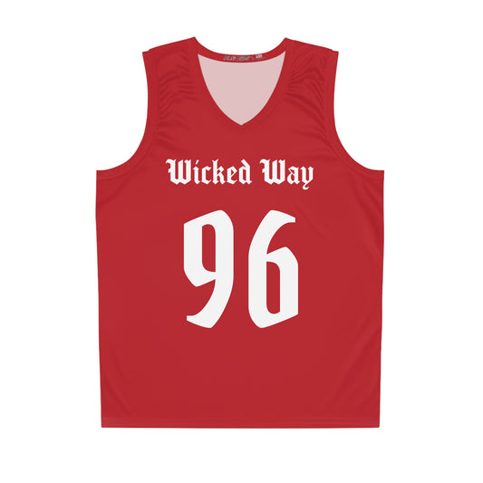 Red & White "Wicked Way" #96 Basketball Jersey