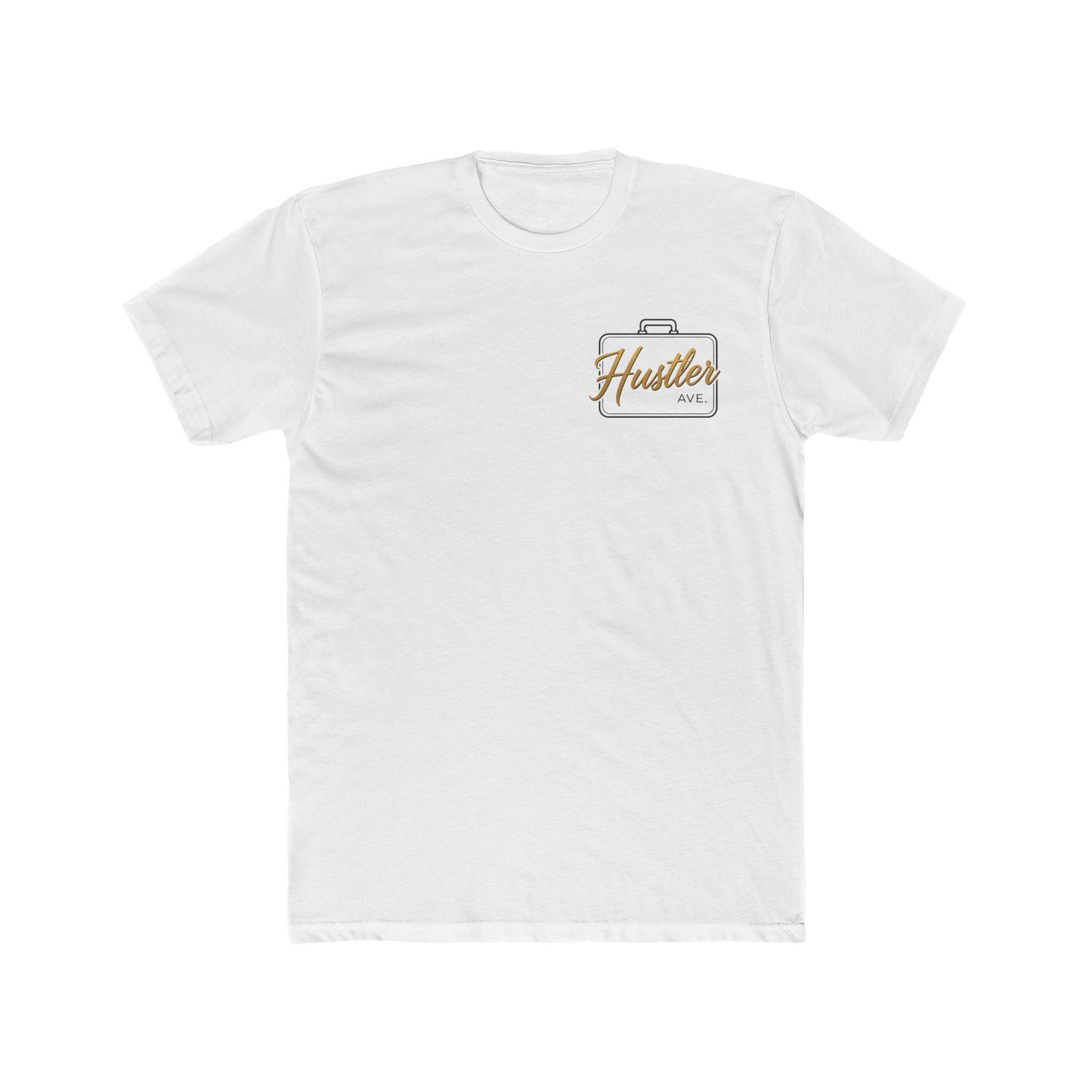 "Hustler Ave" All Business Gold Briefcase Pocket Logo Cotton Crew Tee