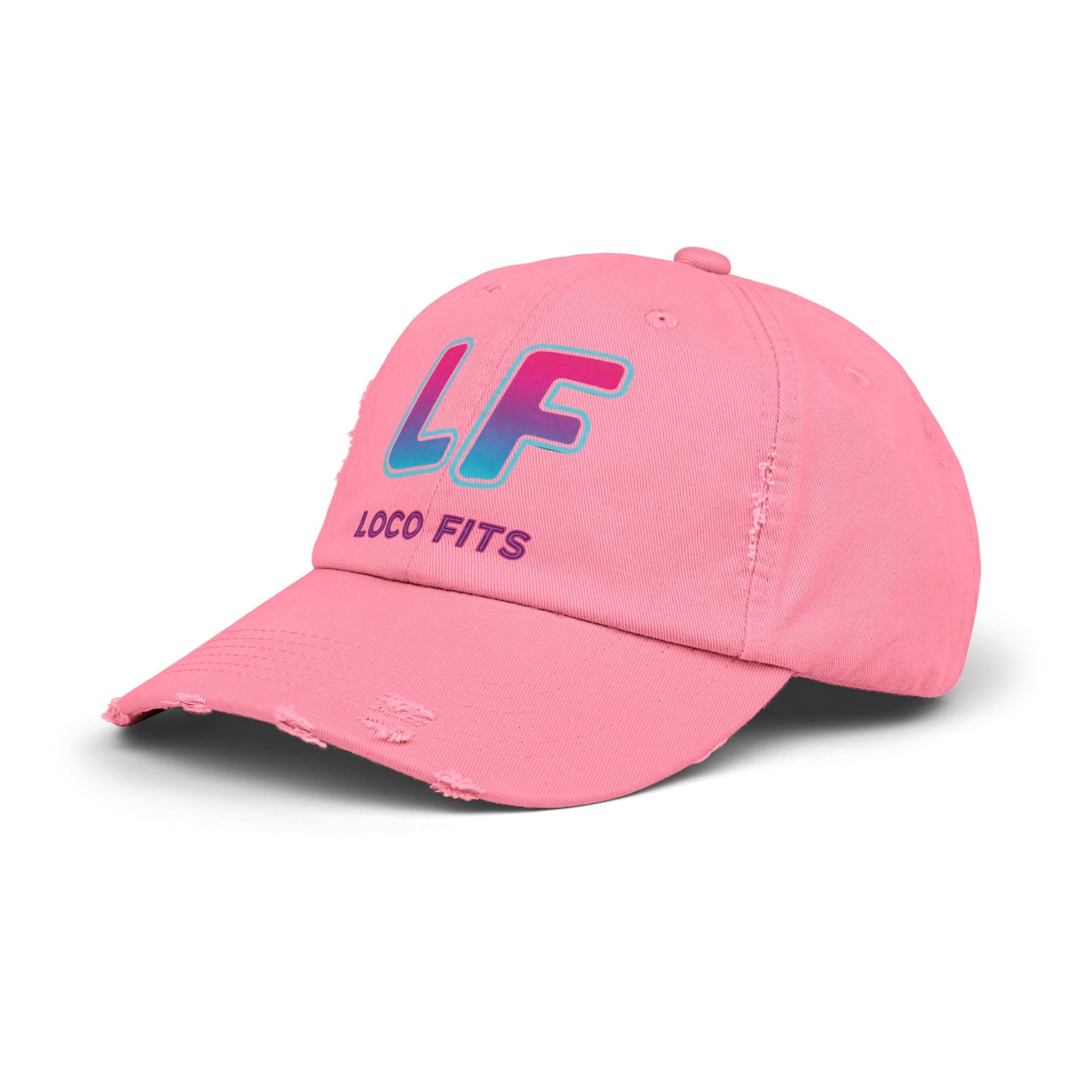 Unisex Distressed Cap - Loco Fits 'LF' Logo - Trendy Casual Hat for Everyday Wear