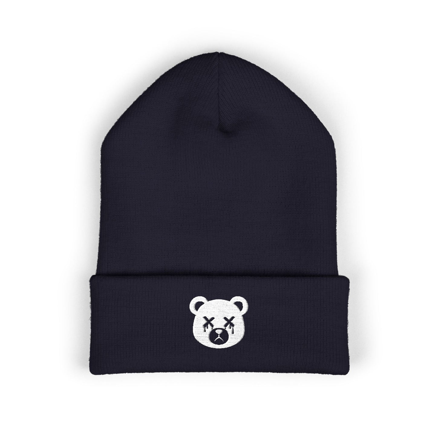 "Wicked Way" Dead Bear Head White Embroidered Beanie
