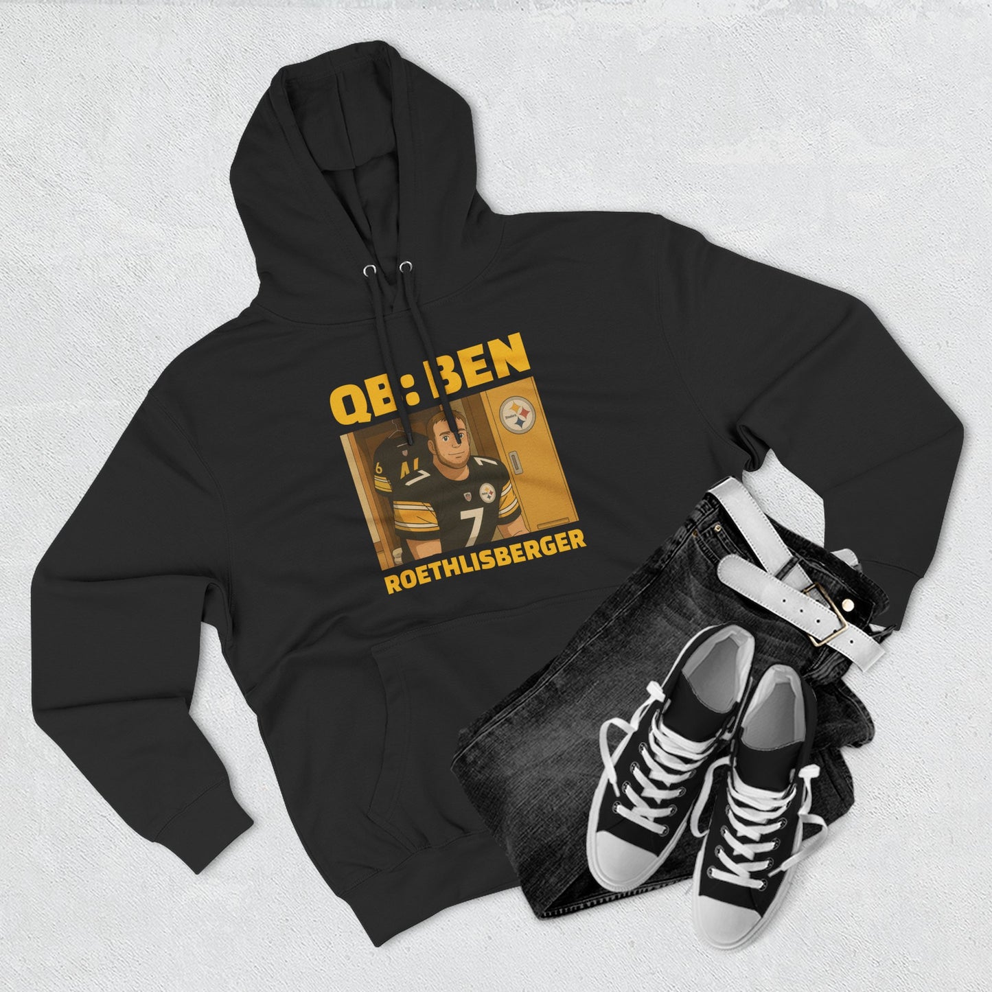 Anime Football 'QB: Ben Roethlisberger' Three-Panel Fleece Hoodie