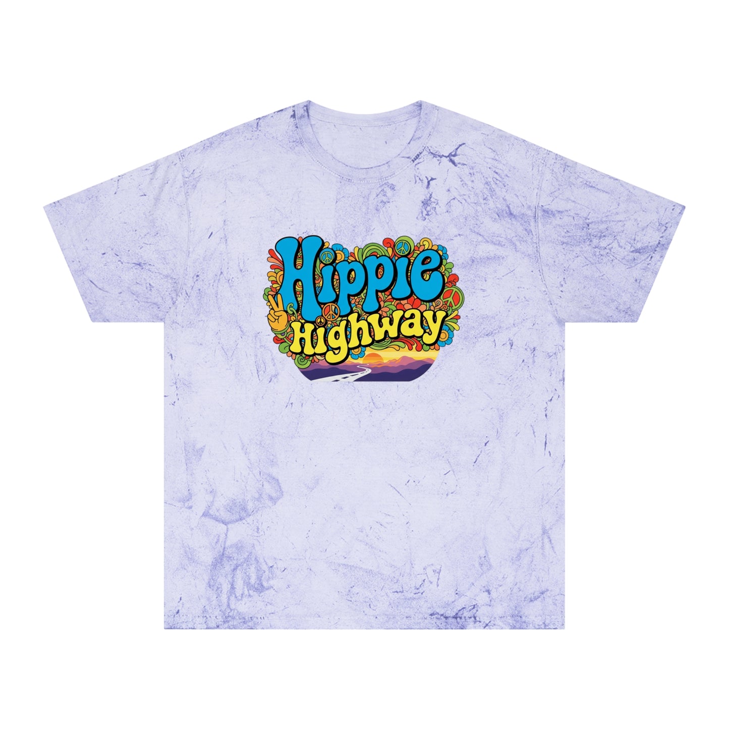 Exclusive (40 to be sold only) "Hippie Highway" Open Mind Open Road Tye Dye Color Blast T-Shirt