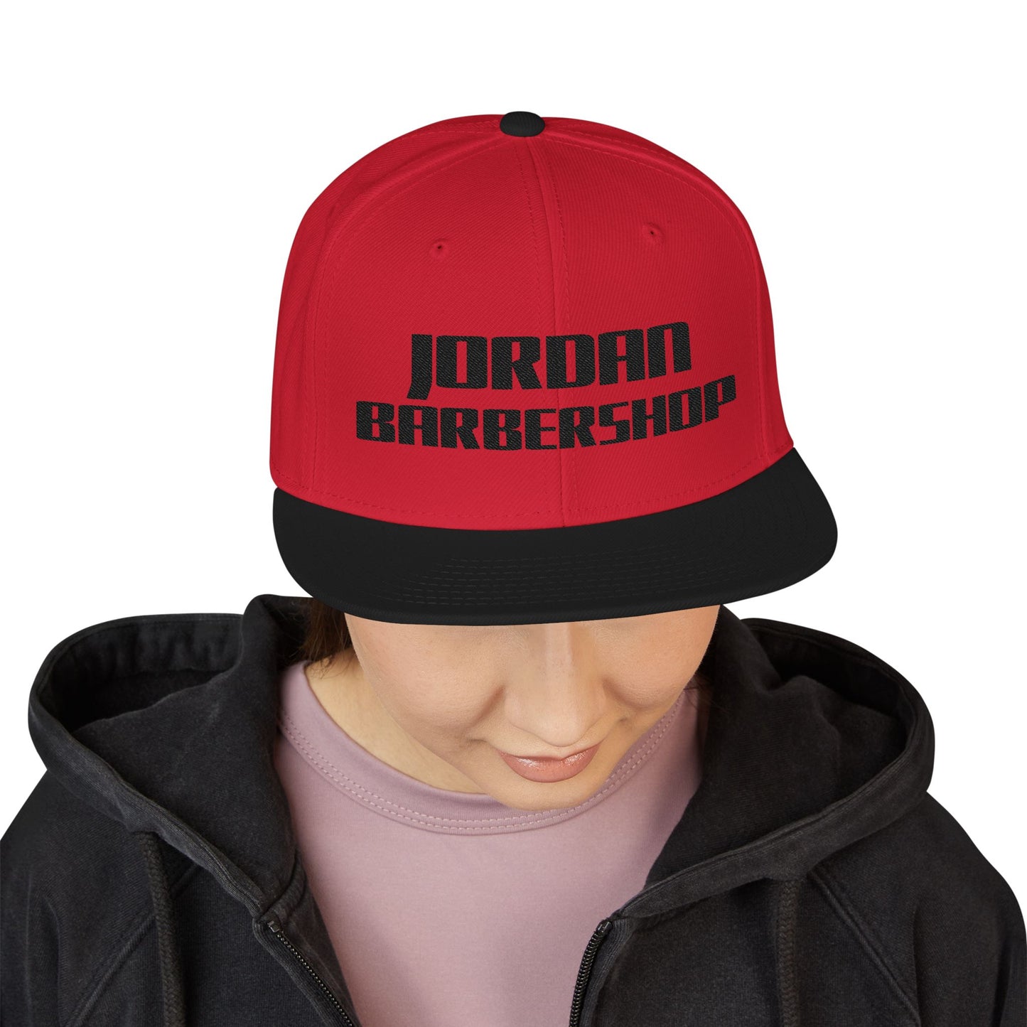 Jordan Barbershop Black Text Snapback