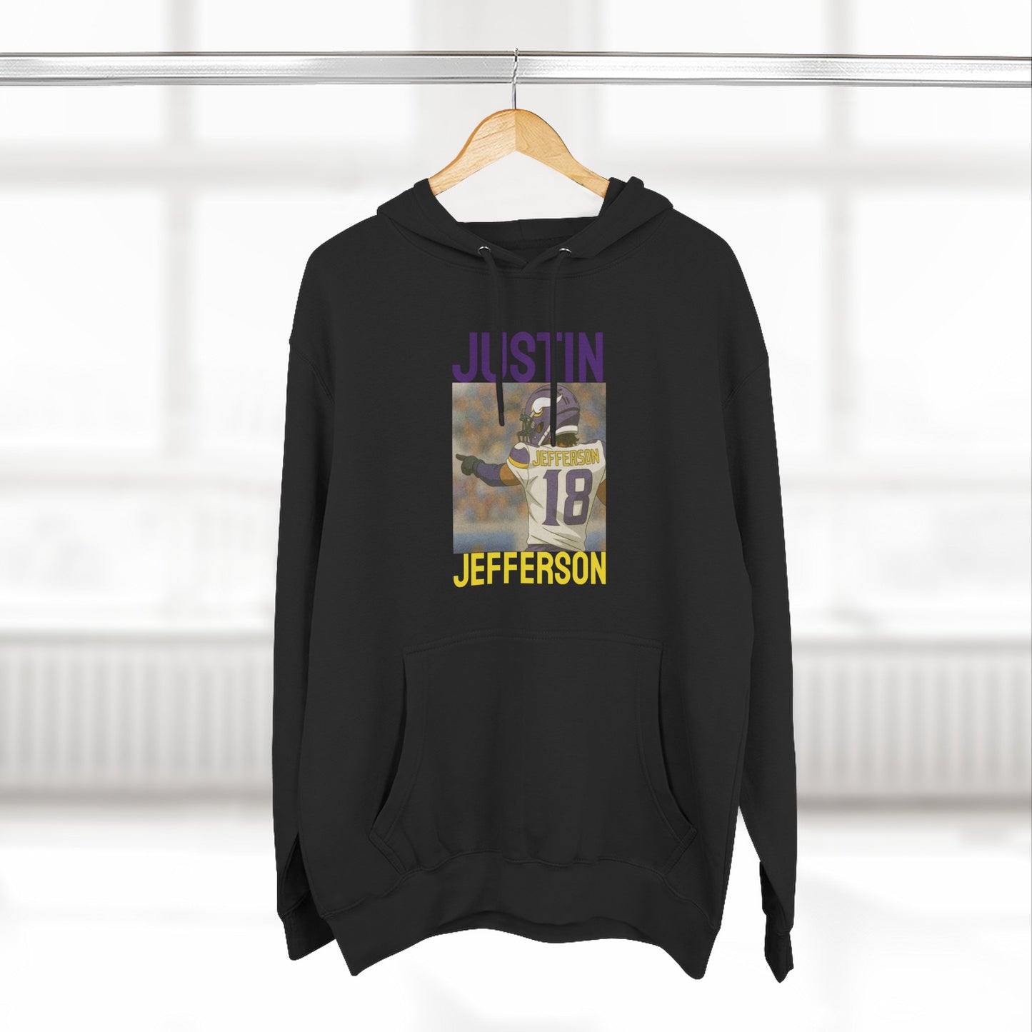 Anime Football 'Justin Jefferson' Three-Panel Fleece Hoodie