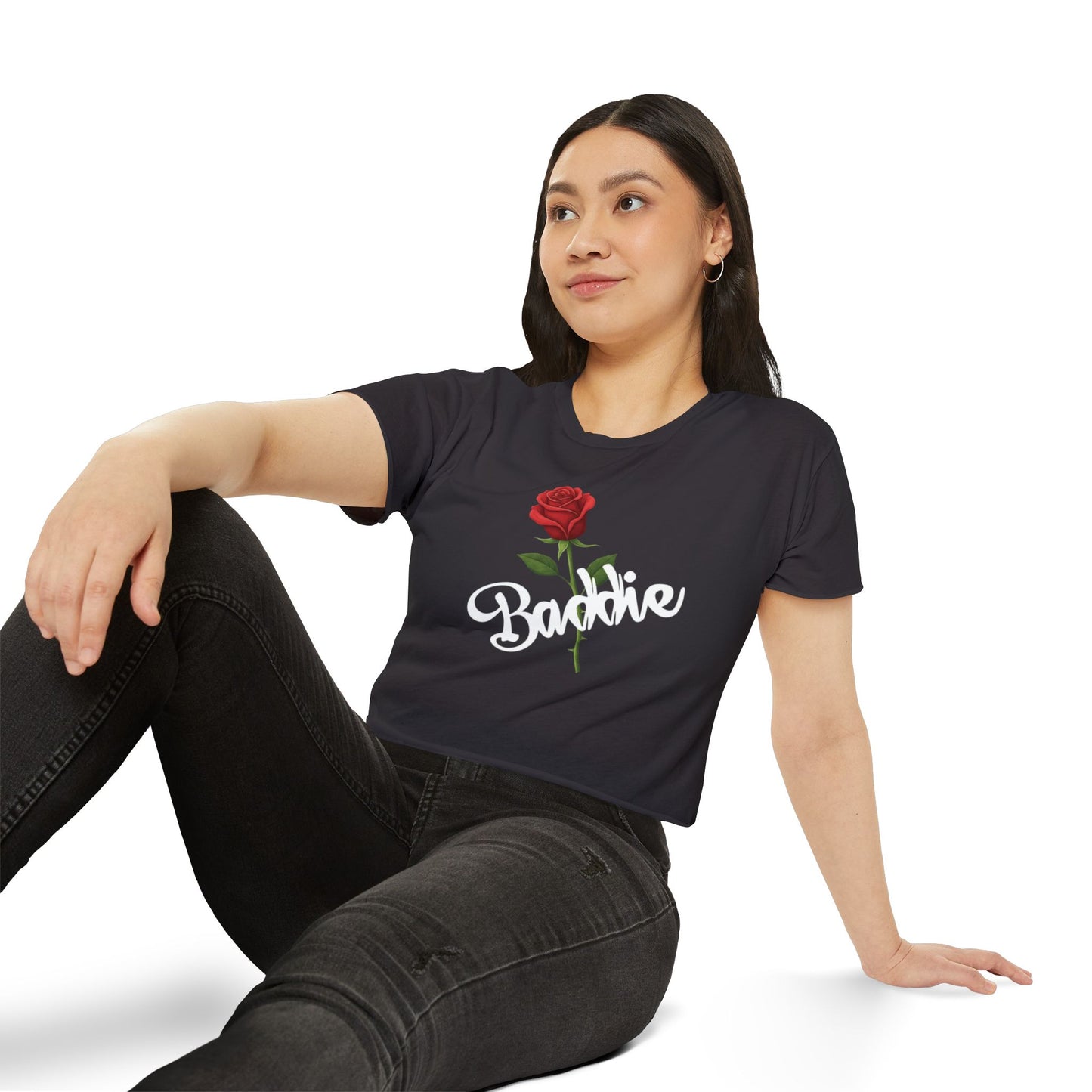 "Baddie Street" Labeled Baddie Rose Women's Crop Top