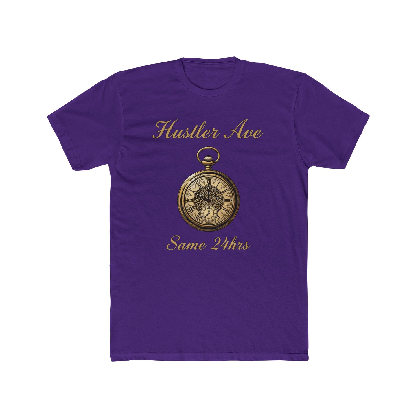 "Hustler Ave" Same 24Hrs Pocket Watch Cotton Crew Tee