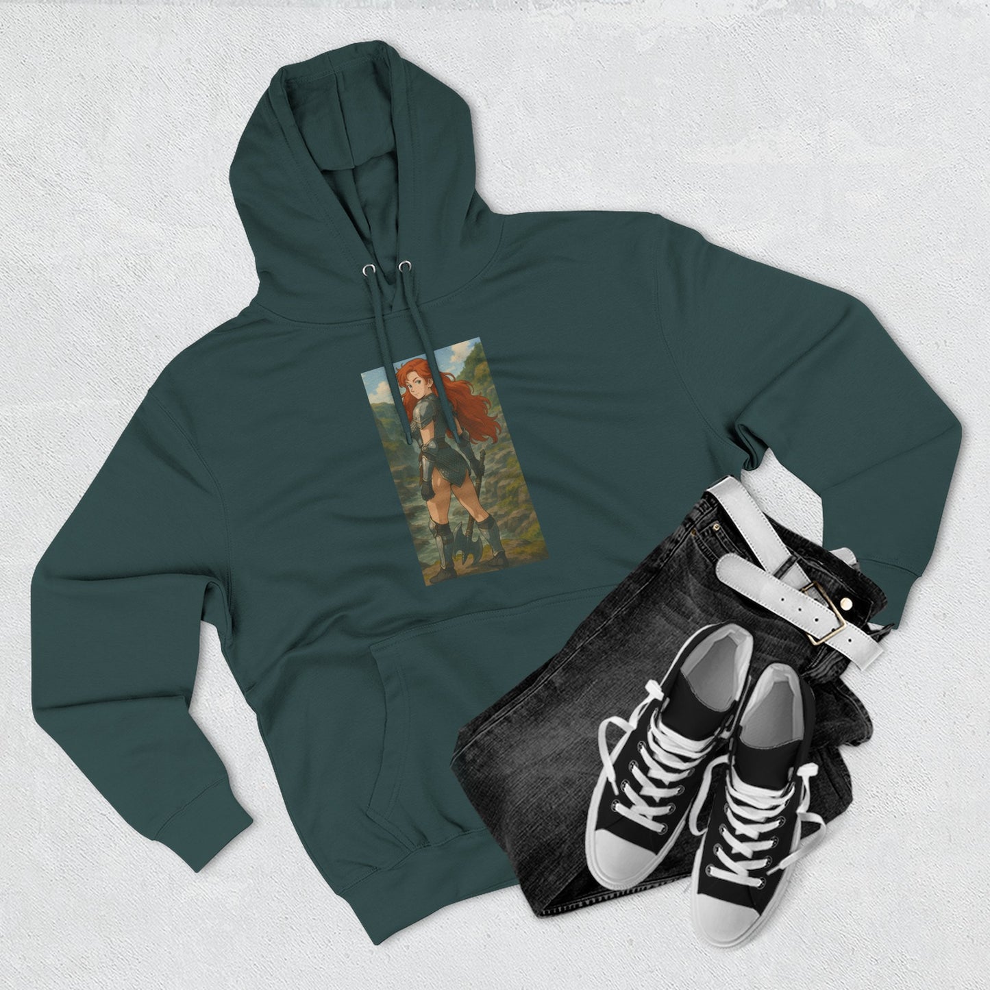 Loco Fits Anime Girls 'Fiery Warrior' Three-Panel Fleece Hoodie