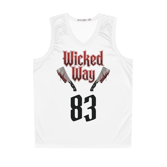White "Wicked Way" #83 Double Butcher Knives Alt. Basketball Jersey