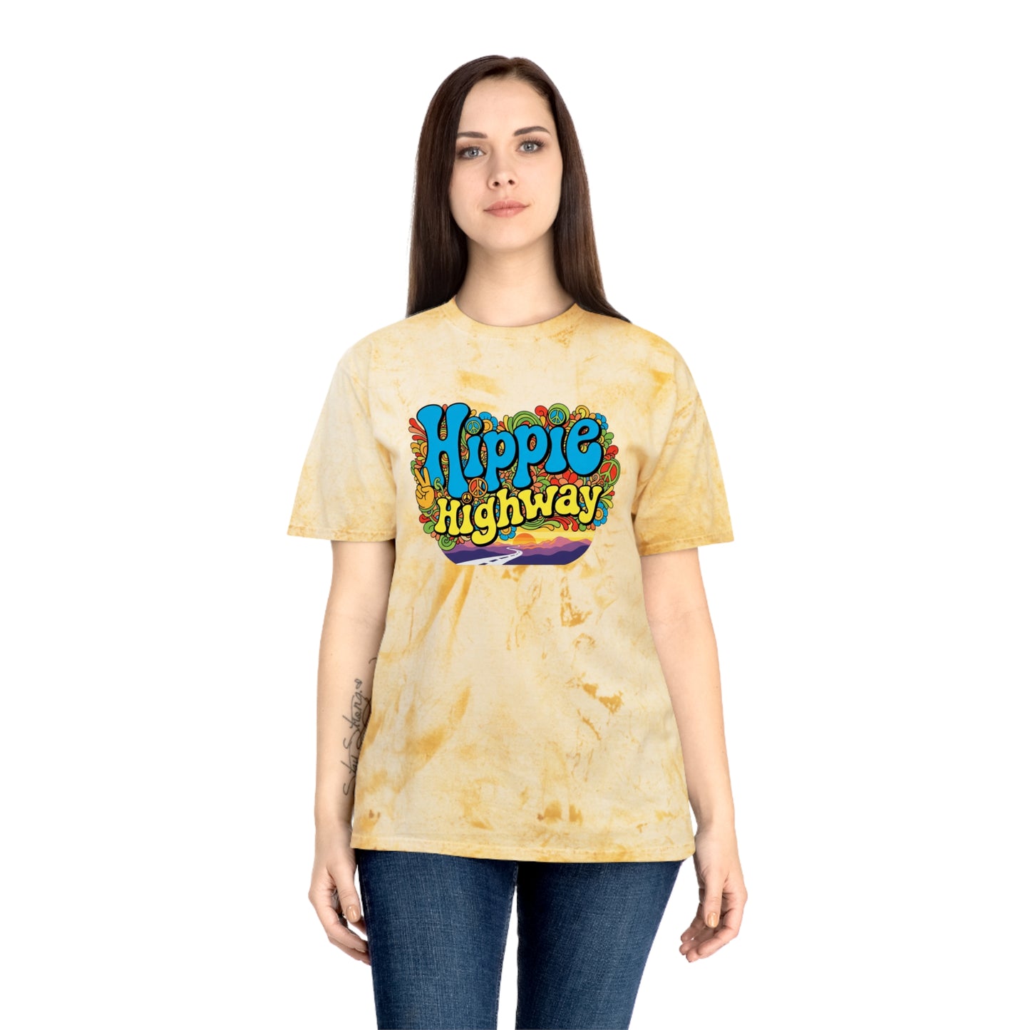 Exclusive (40 to be sold only) "Hippie Highway" Open Mind Open Road Tye Dye Color Blast T-Shirt