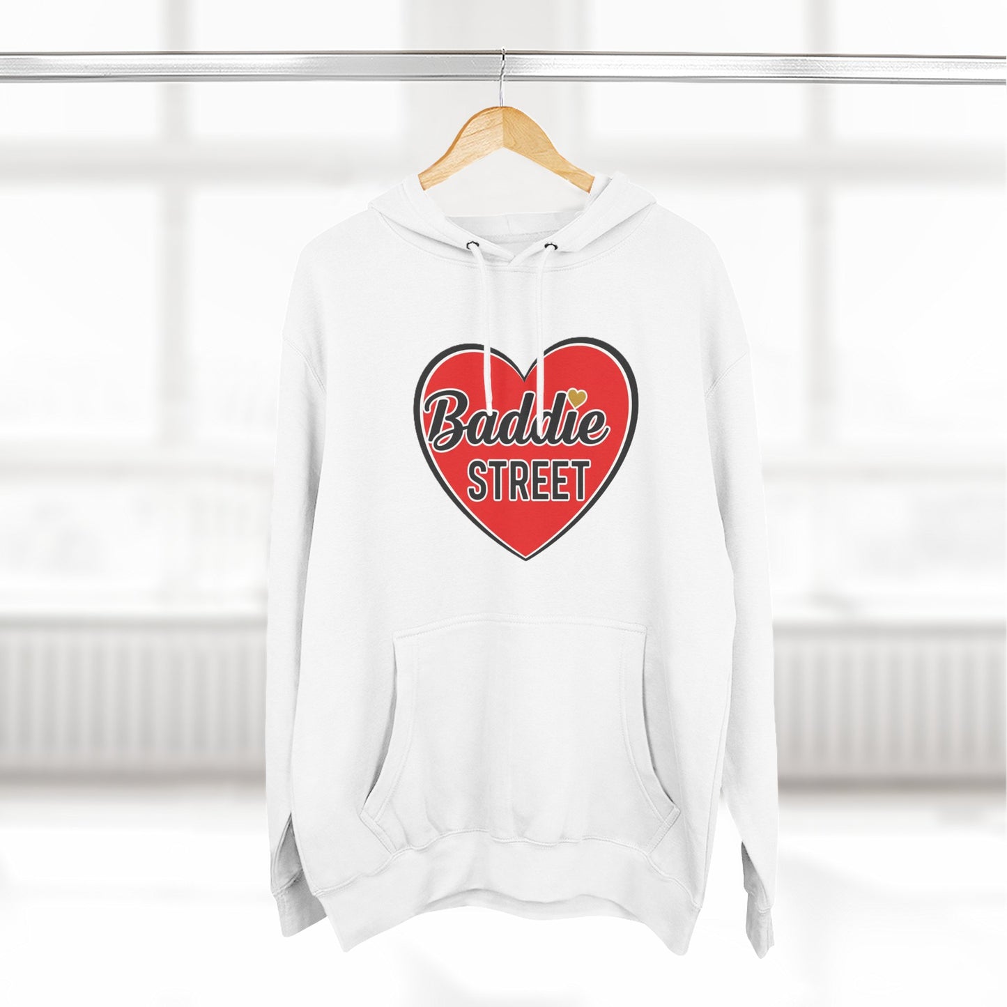 "Baddie Street" Red Heart Large Logo Fleece Hoodie