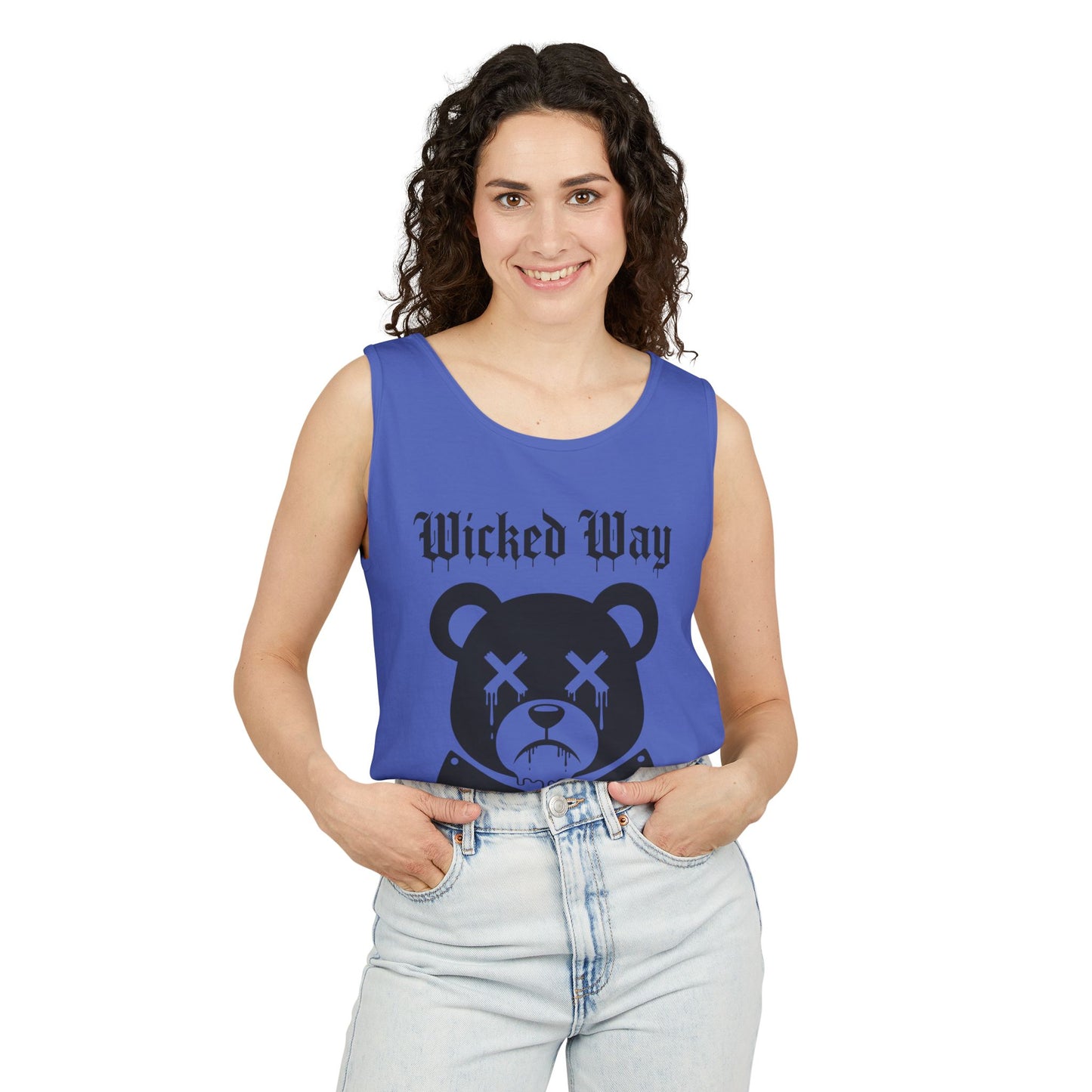 Limited Edition "Wicked Way" Drippy Bear Head Double Butcher Knife Tank Top