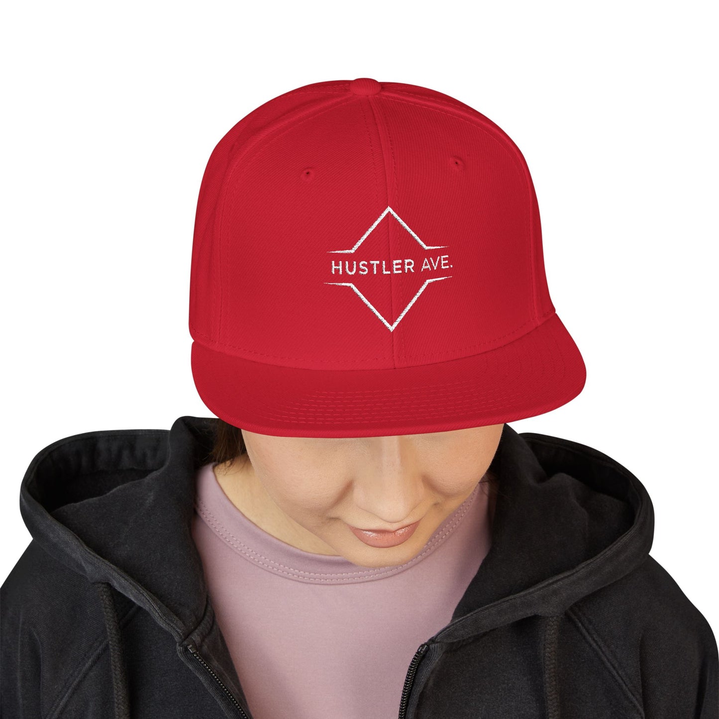 Red "Hustler Ave" #91 Avalanche Motion Snapback Cap