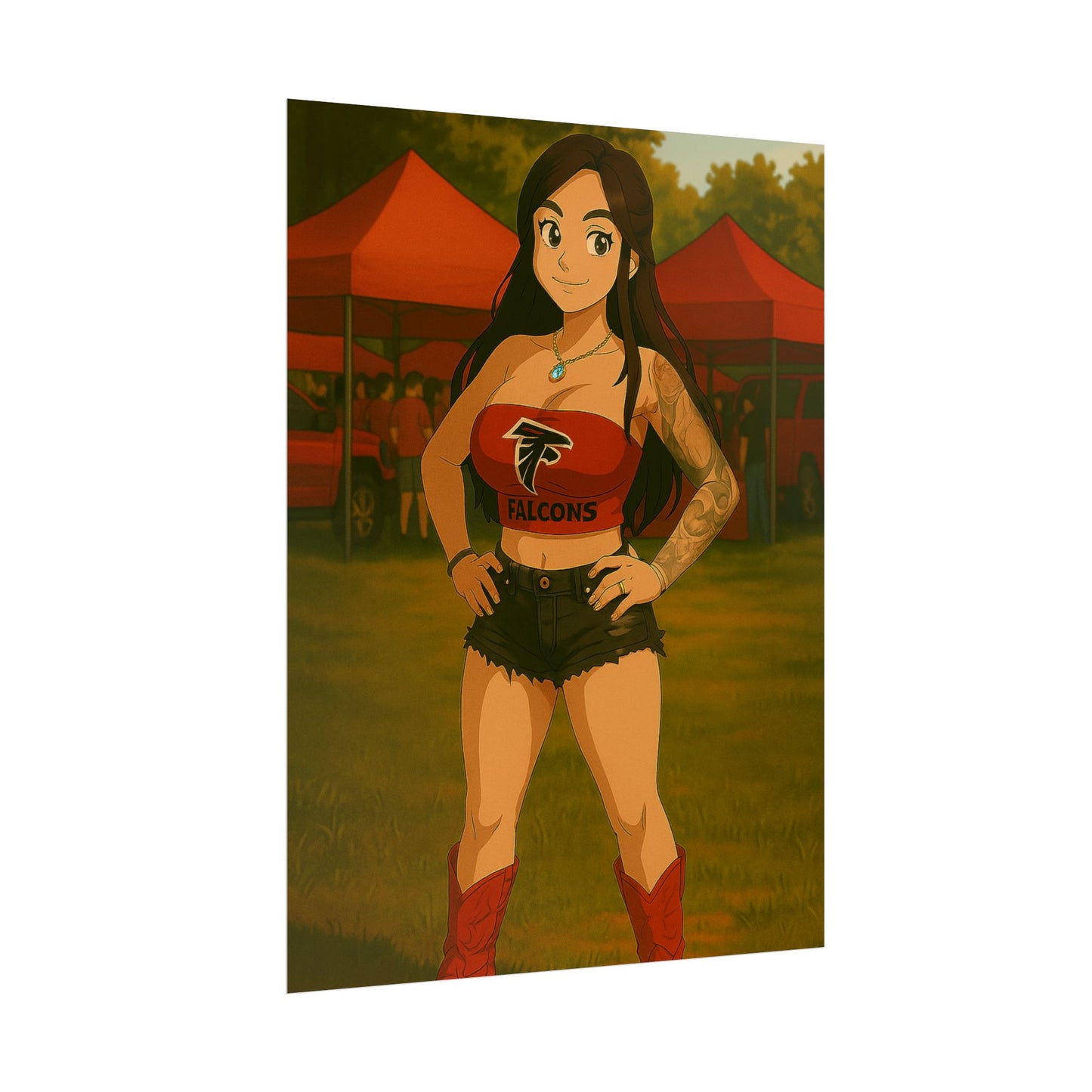 Loco Fits Anime Girls 'Falcons Girl Tailgating' Poster