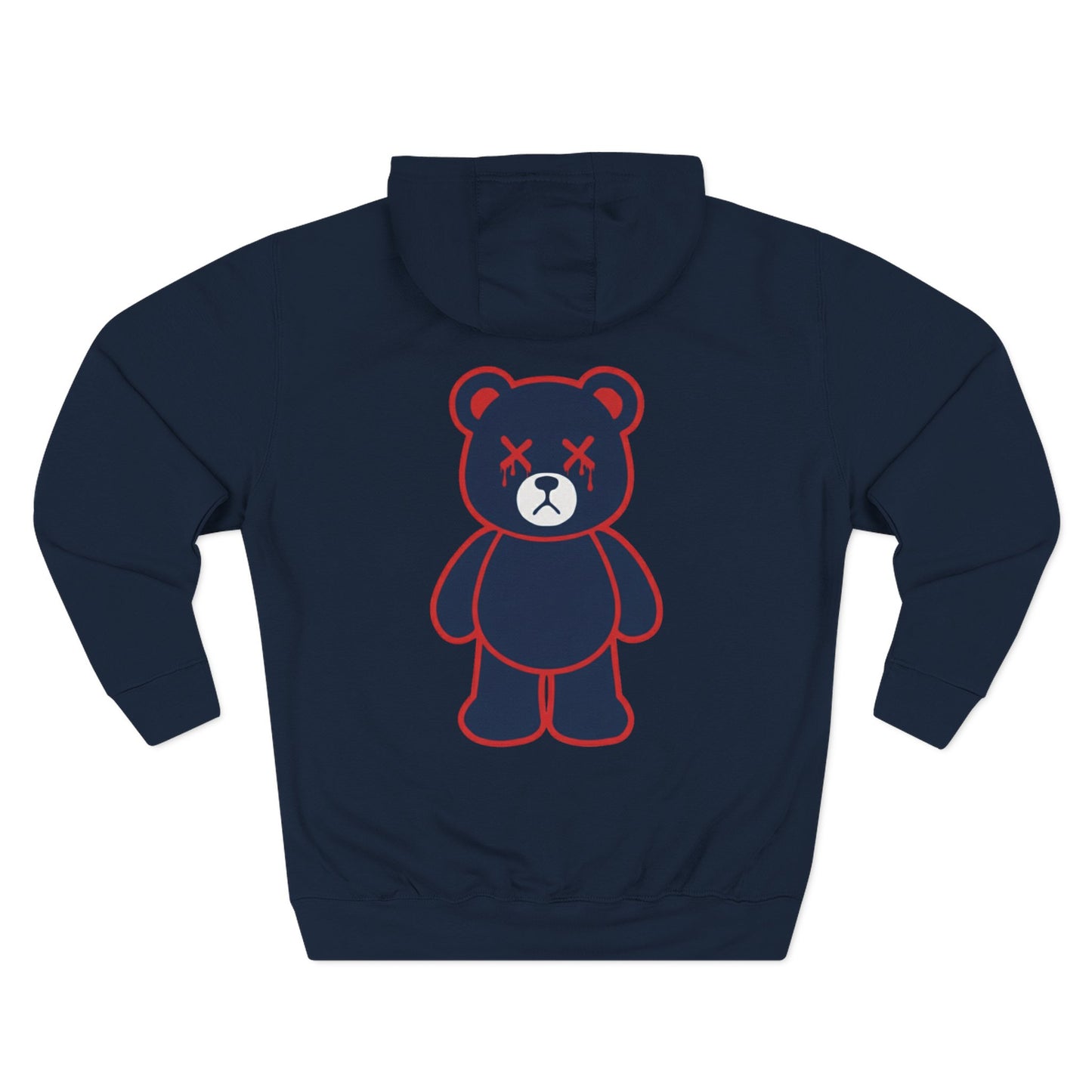 Navy Blue "Wicked Way" Deady Bear Red & Navy Blue Fleece Hoodie