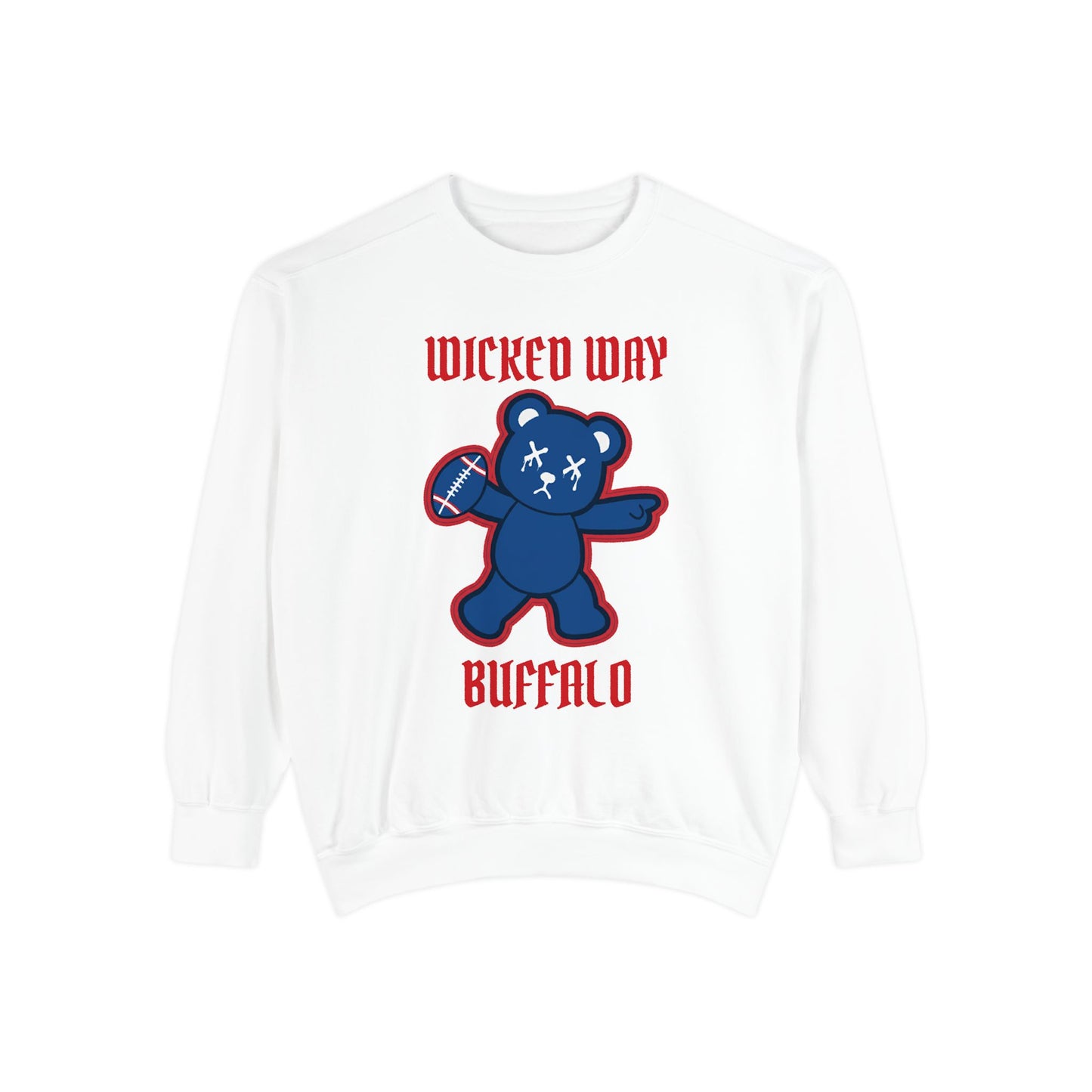 "Wicked Way" Buffalo Deady Bear Football Dyed Sweatshirt