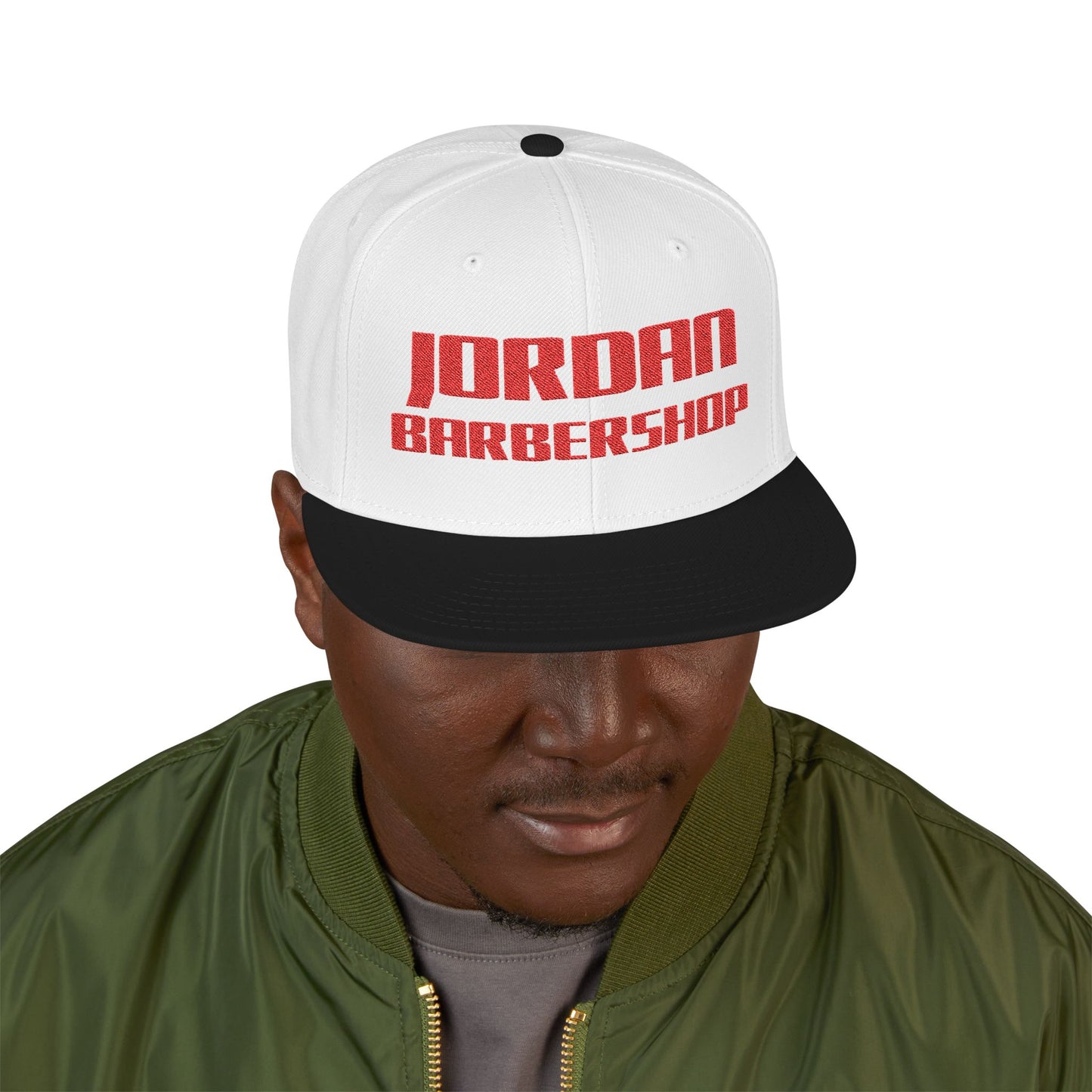 Jordan Barbershop Red Text Snapback