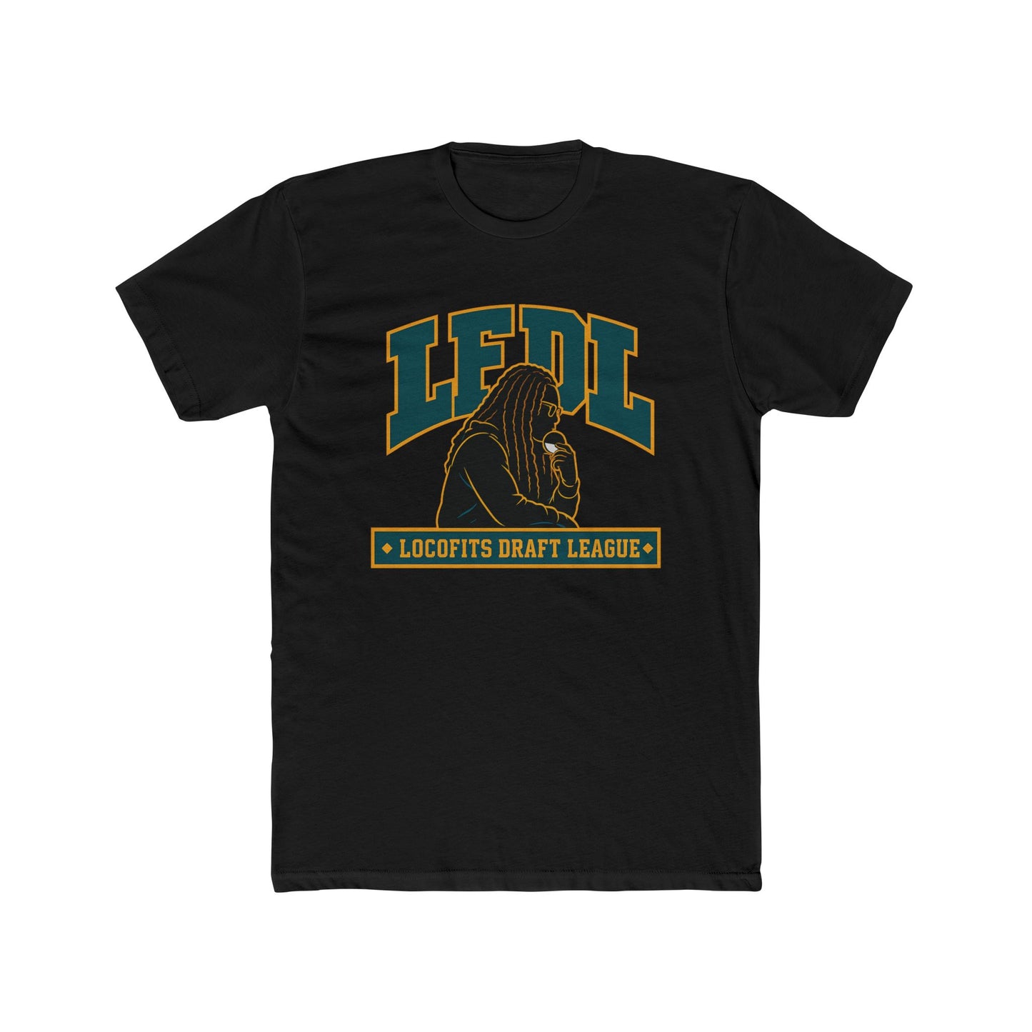 LocoFits Draft League NC Portrait Silhouette Logo Cotton Crew Tee
