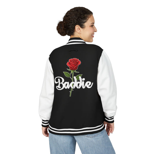 "Baddie Street" Labeled Baddie Rose Heavyweight Letterman Jacket