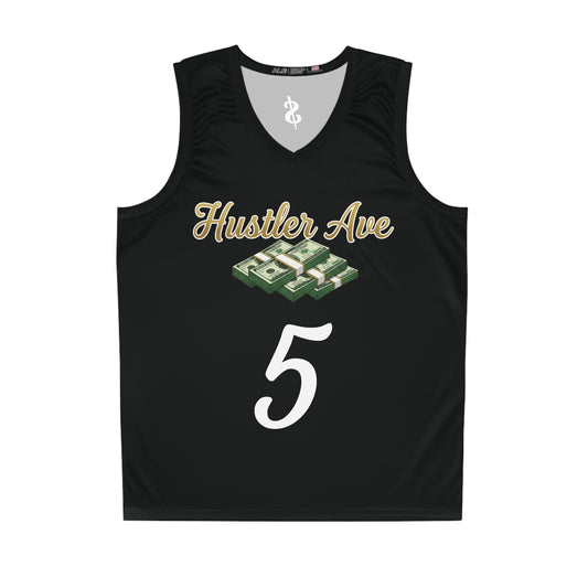 Black & White "Hustler Ave" #5 Money Stacks Alt. Basketball Jersey
