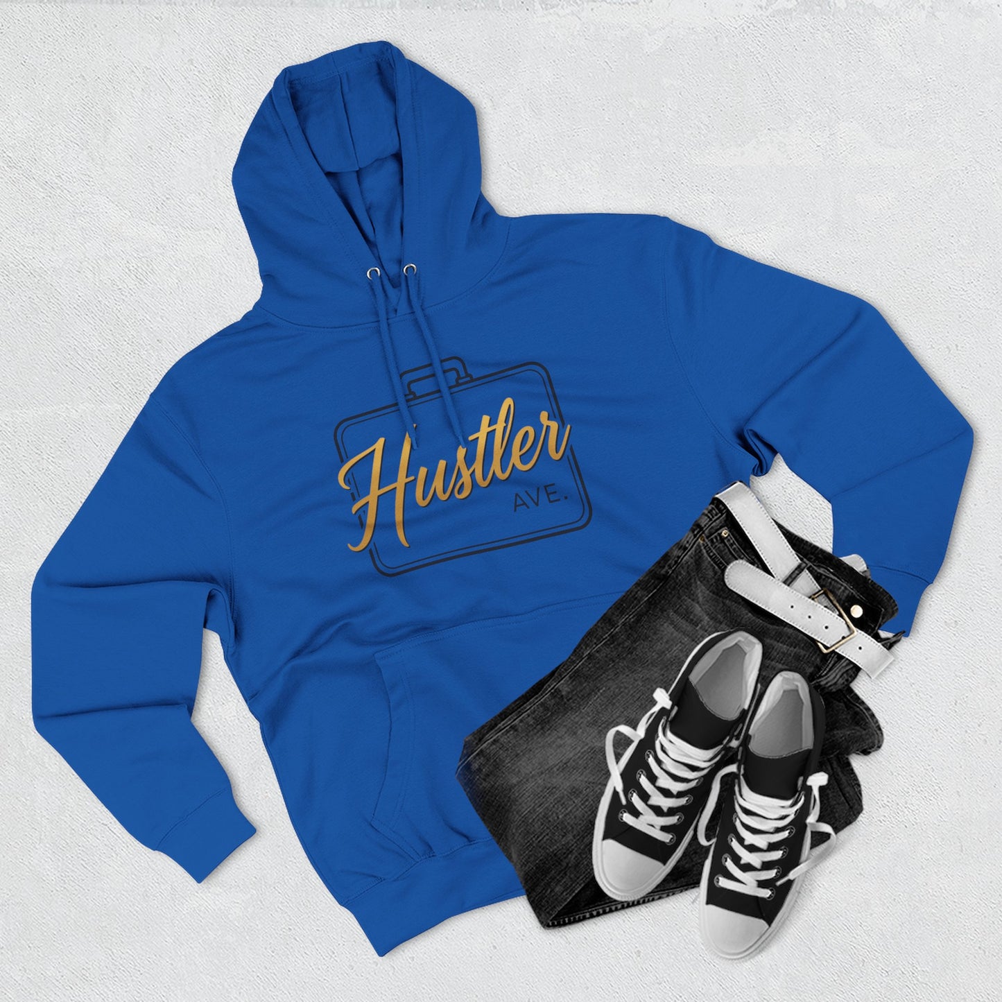 "Hustler Ave" All Business Gold Breifcase Hoodie