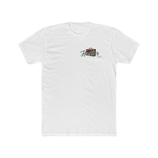 "Hustler Ave" All Business Leather Briefcase Pocket Logo Cotton Crew Tee