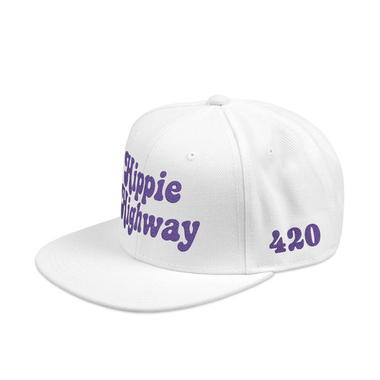 White "Hippie Highway" #420 Purple Haze Bus Snapback Cap