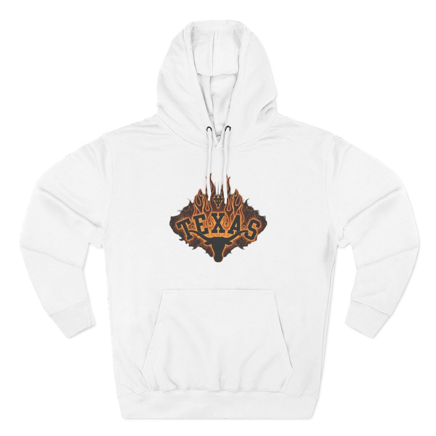 'Texas Firey Longhorn' Three-Panel Fleece Hoodie