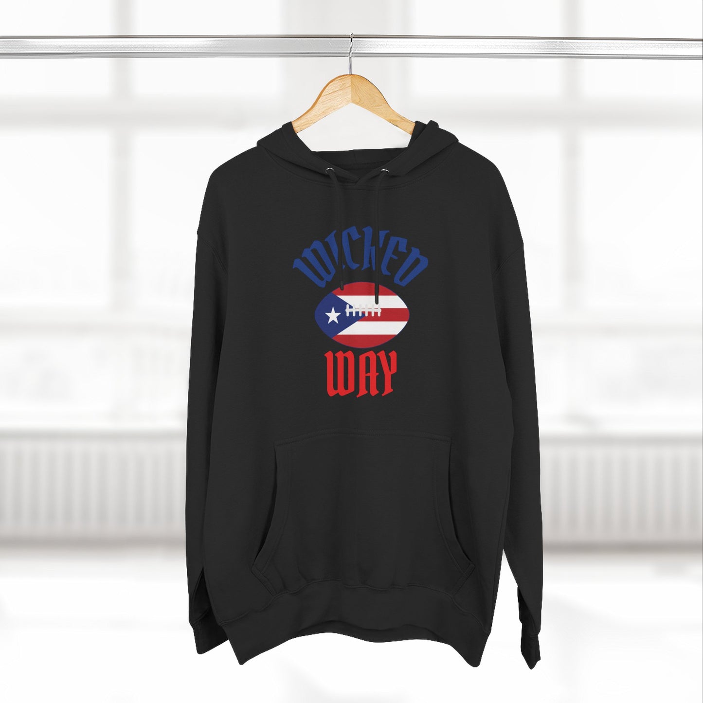 Nation P.R. "Wicked Way" Deady Bear Football Blue, White, & Red Fleece Hoodie
