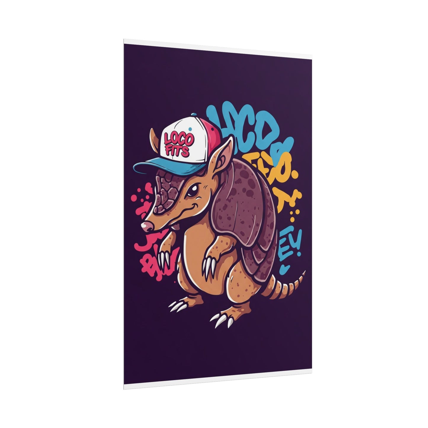 Colorful Loco Fits Armadillo Art Print - Loco Fits Rolled Poster