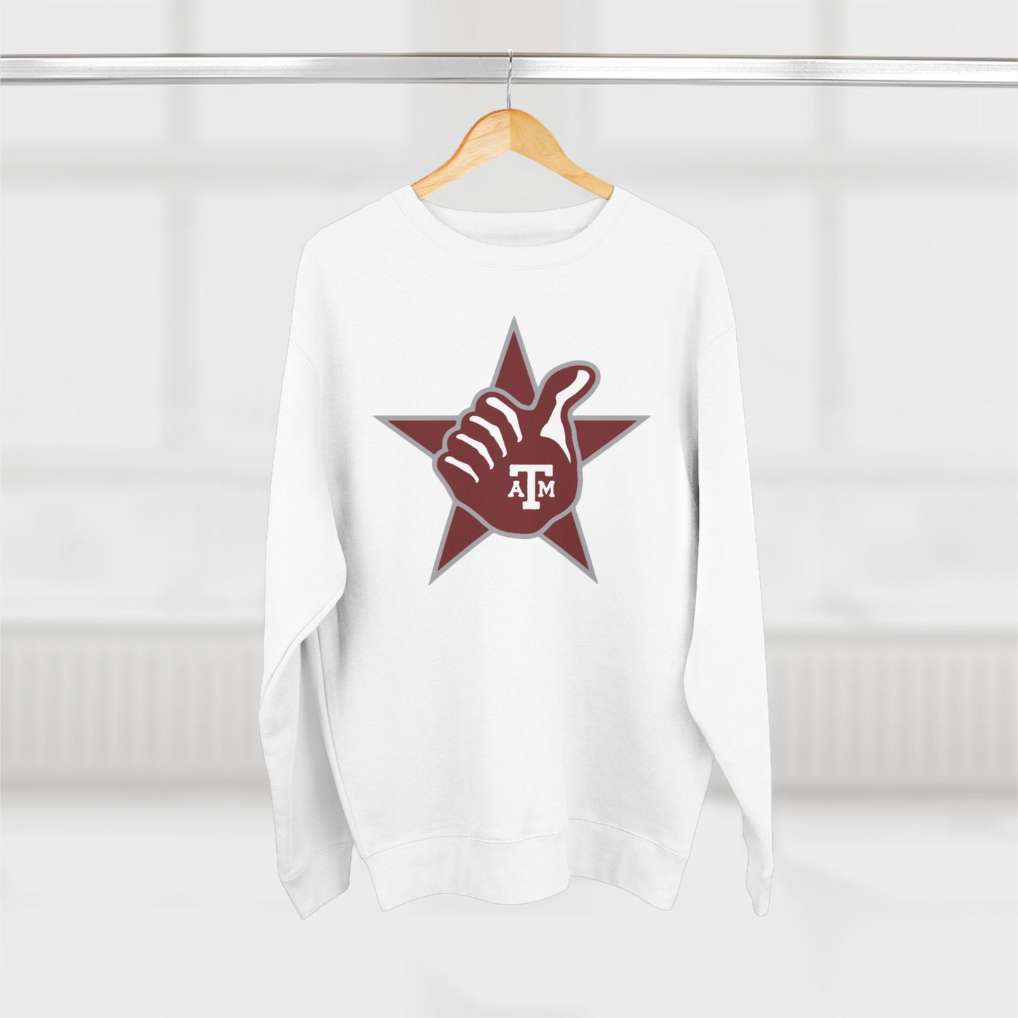 'Texas A&M Lone Star Thumbs Up' Cotton Crewneck Sweatshirt