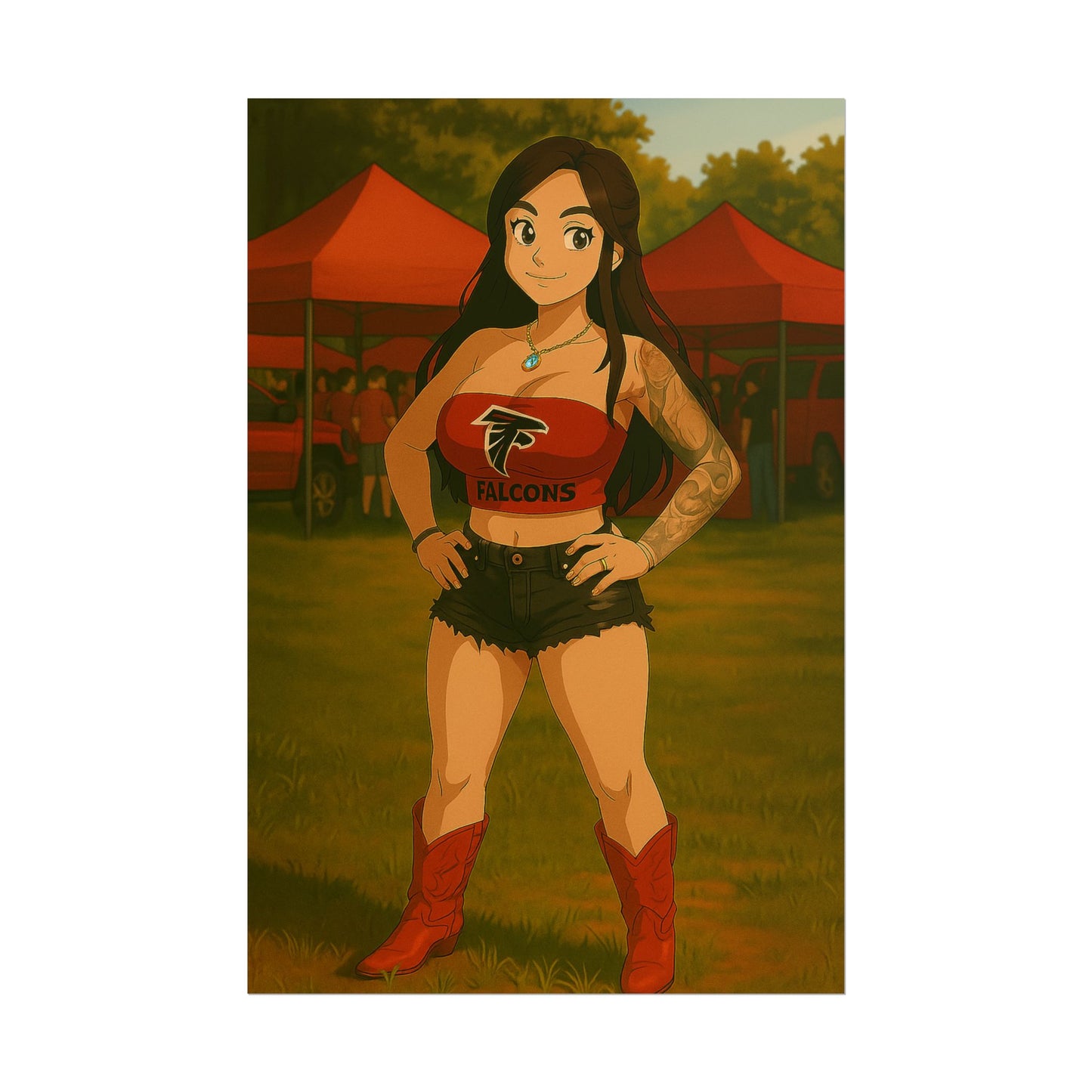 Loco Fits Anime Girls 'Falcons Girl Tailgating' Poster