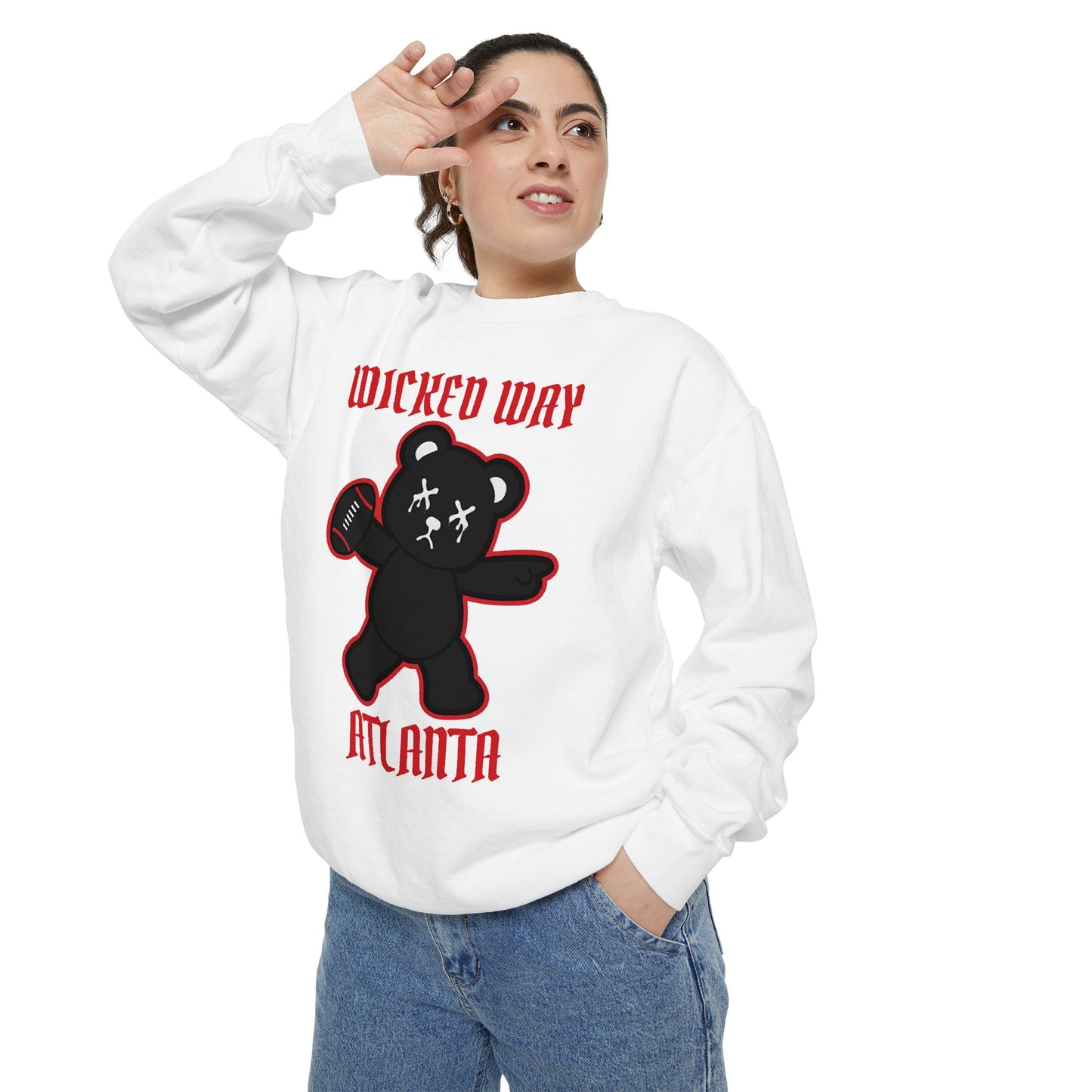 "Wicked Way" Atlanta Deady Bear Football Dyed Sweatshirt