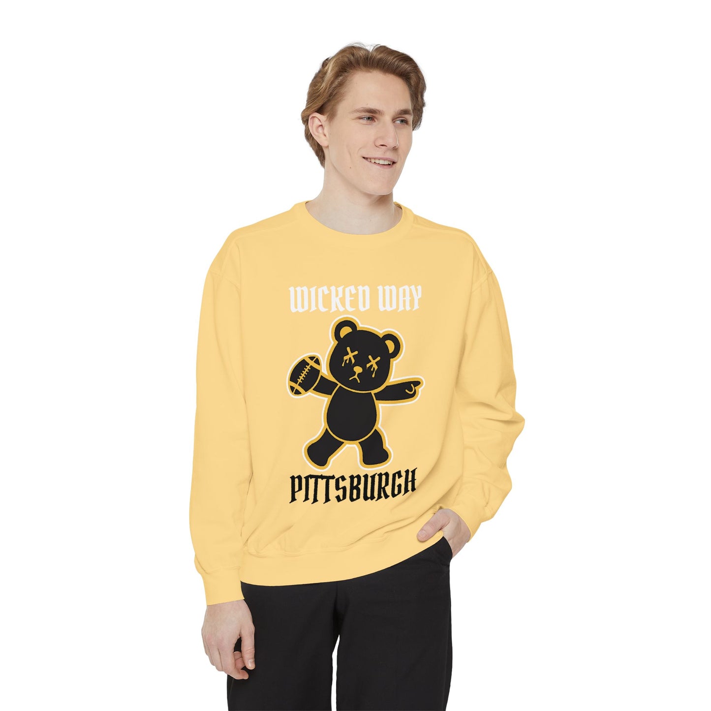"Wicked Way" Pittsburgh Deady Bear Football Dyed Sweatshirt