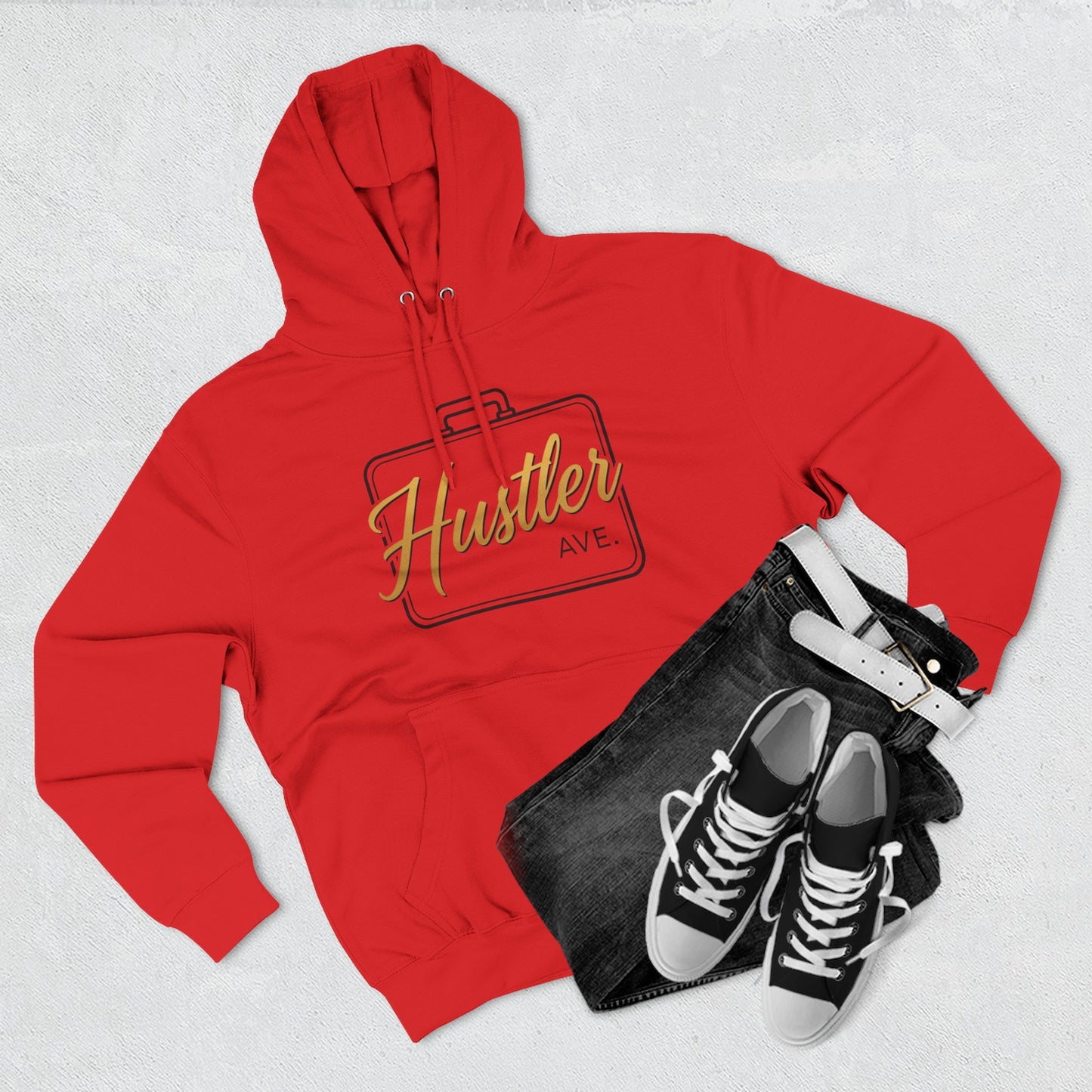 "Hustler Ave" All Business Gold Breifcase Hoodie