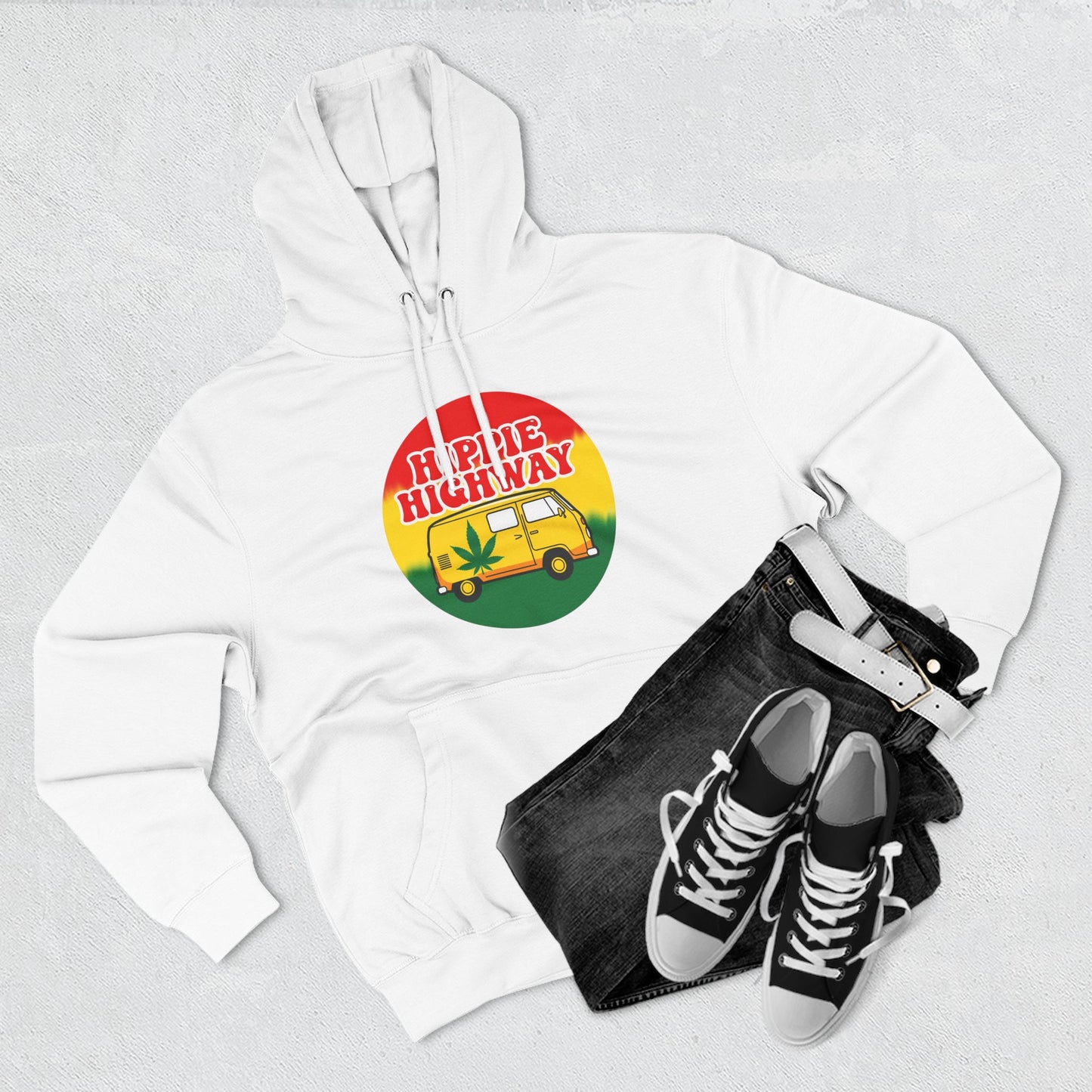 "Hippie Highway" Rasta Vibes Fleece Hoodie