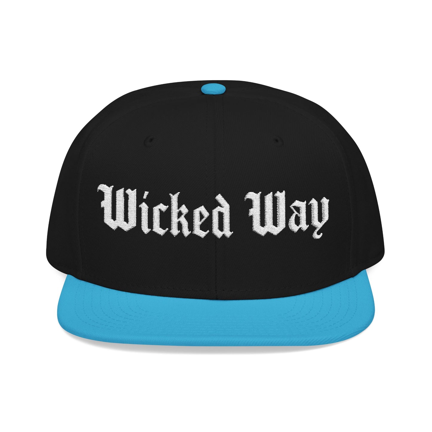Base "Wicked Way" White Gothic Script Snapback