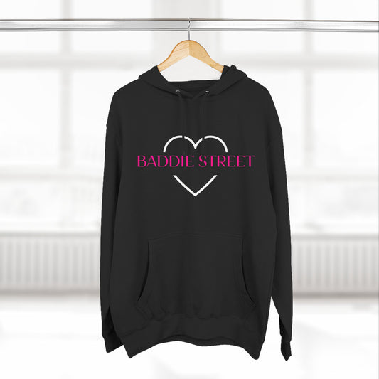 "Baddie Street" Classy Heart Pink Fleece Hoodie