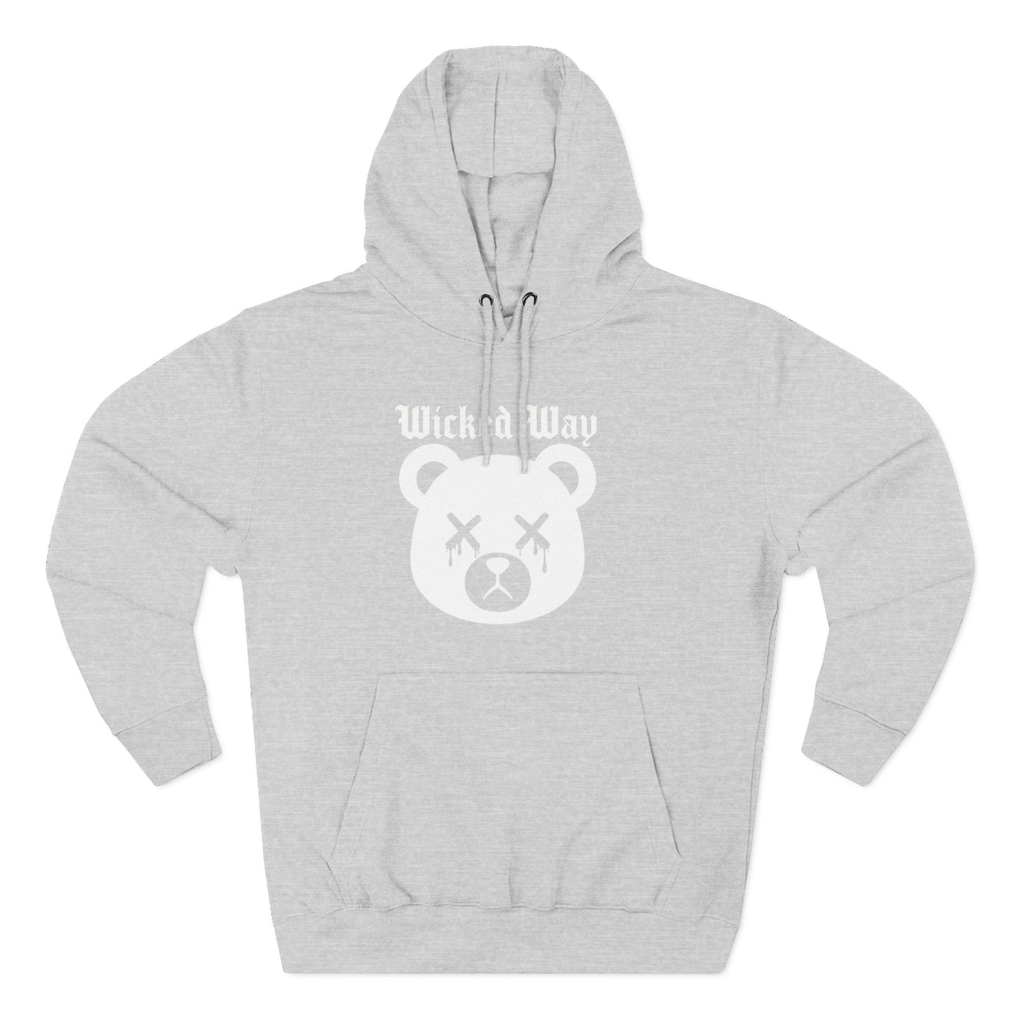"Wicked Way" Deady Bear Head White Logo Hoodie