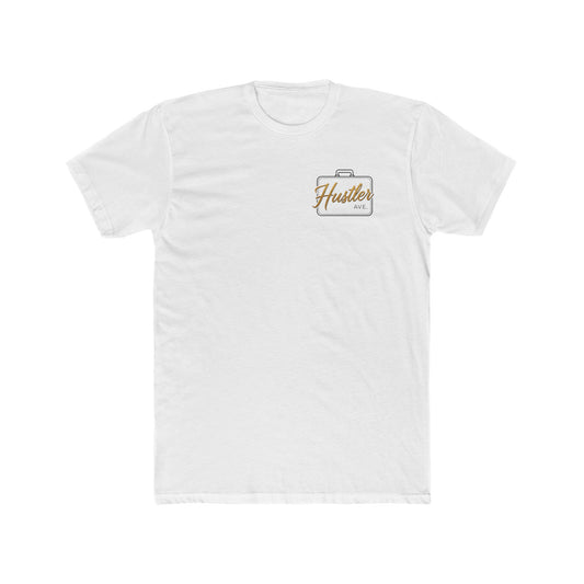 "Hustler Ave" All Business Gold Briefcase Pocket Logo Cotton Crew Tee